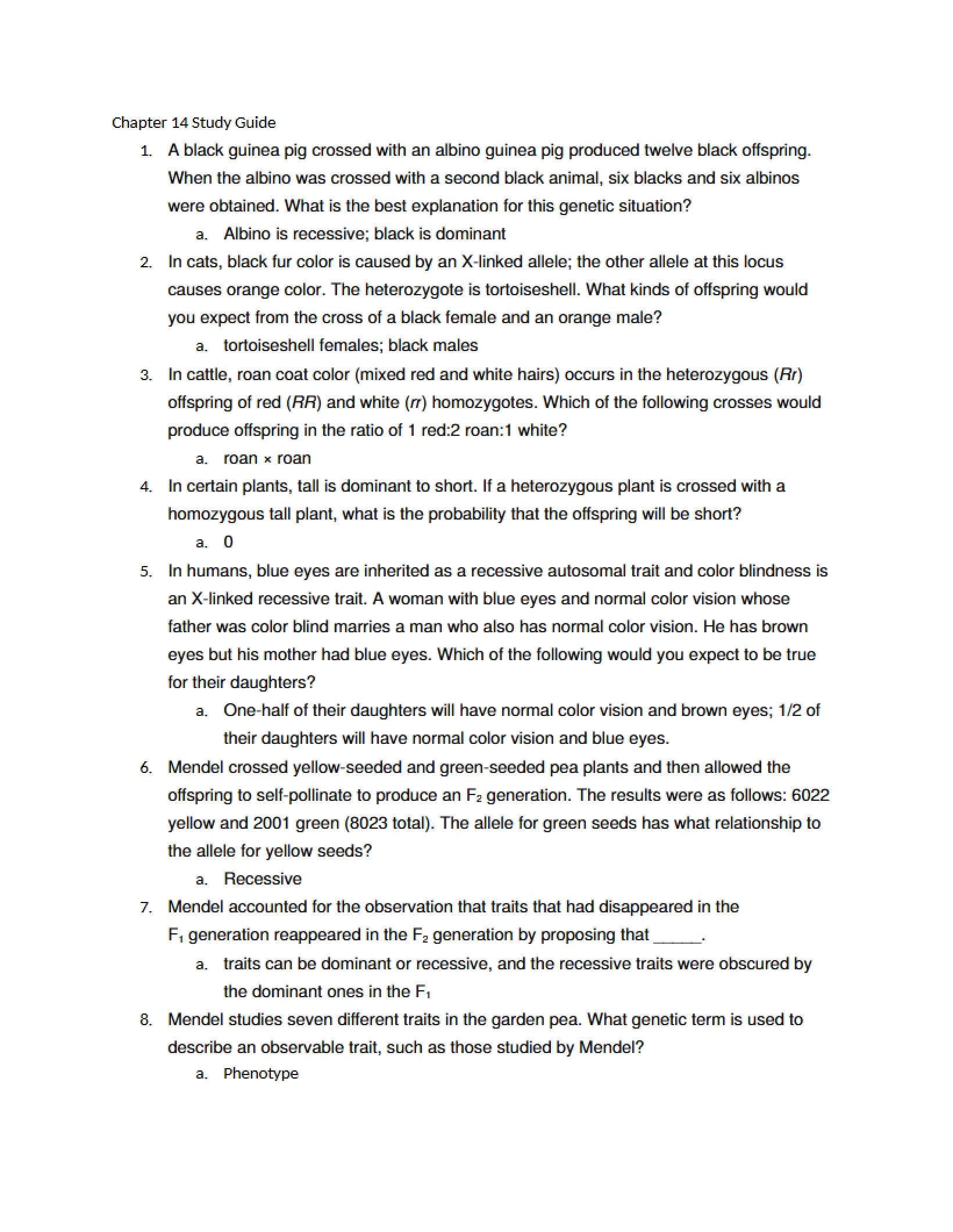 Ch. 14 Study Guide