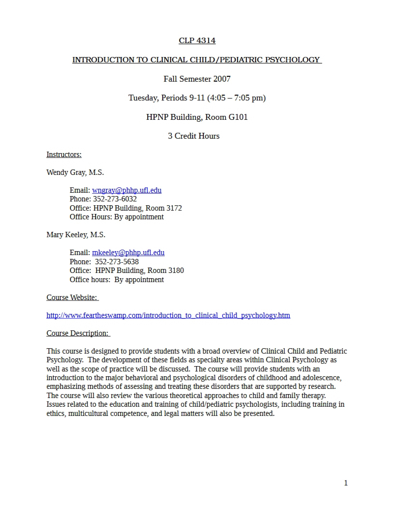 Health Psychology Syllabus