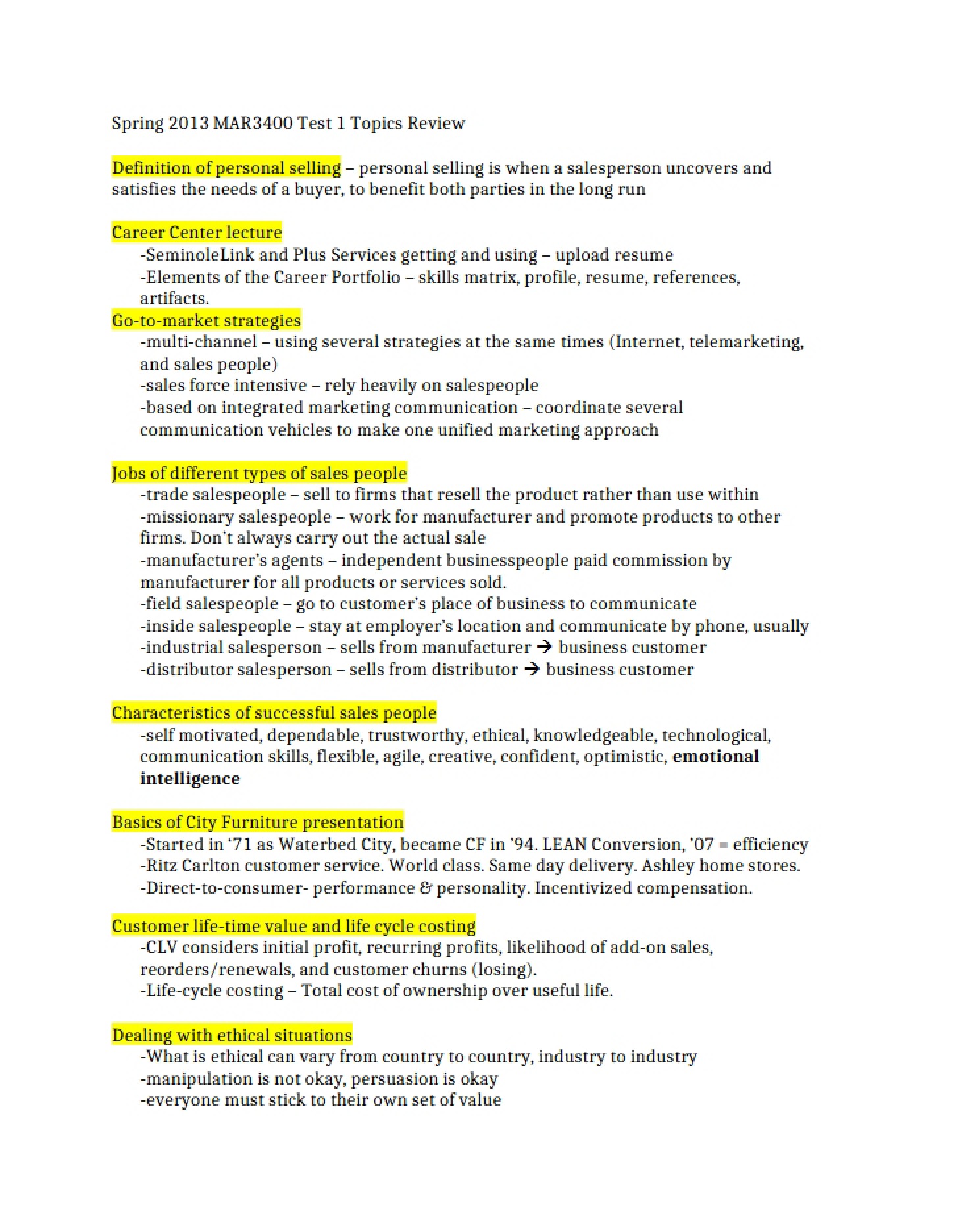 Review of Topics for Test 1