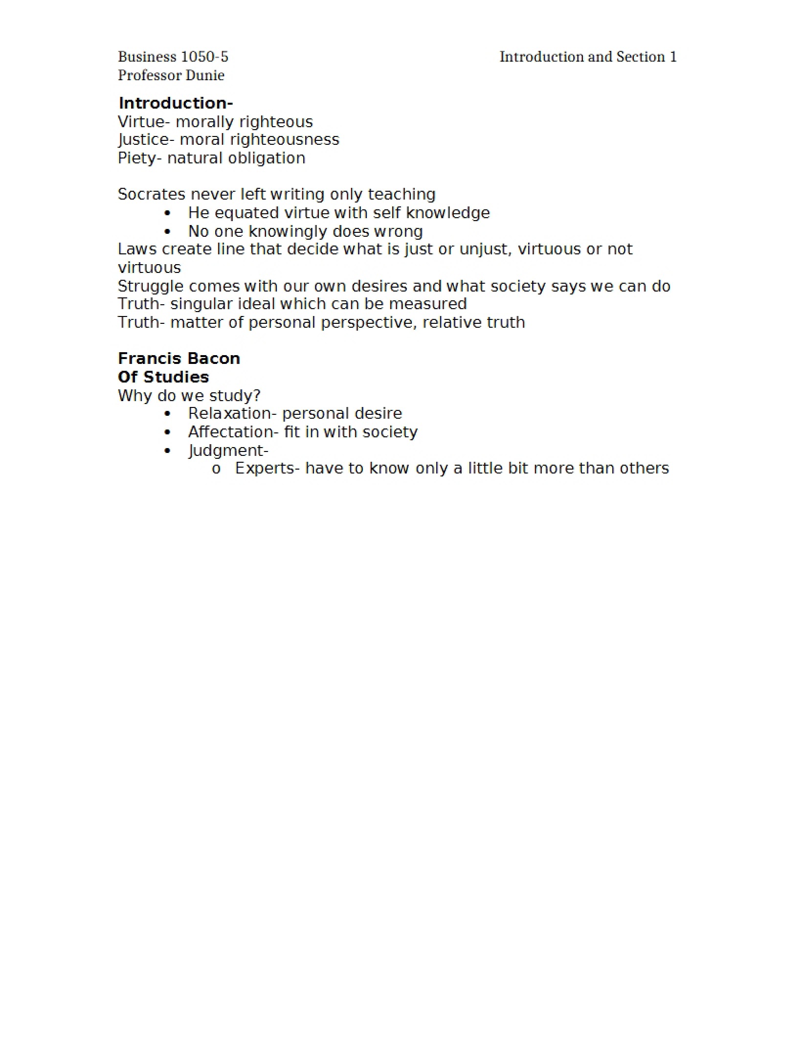 Business Thought Introduction - Section 1