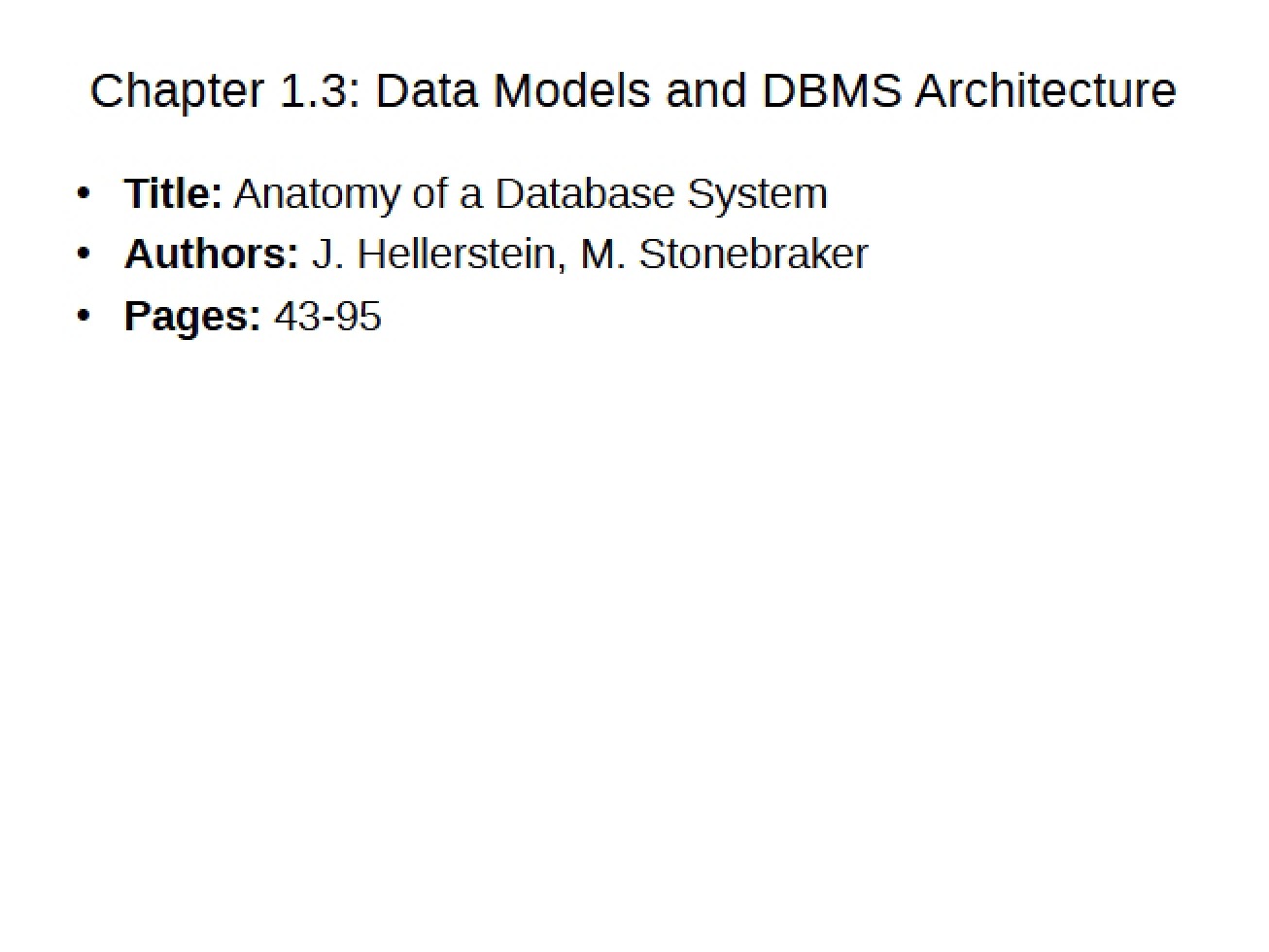 DBMS Architecture and Data Models