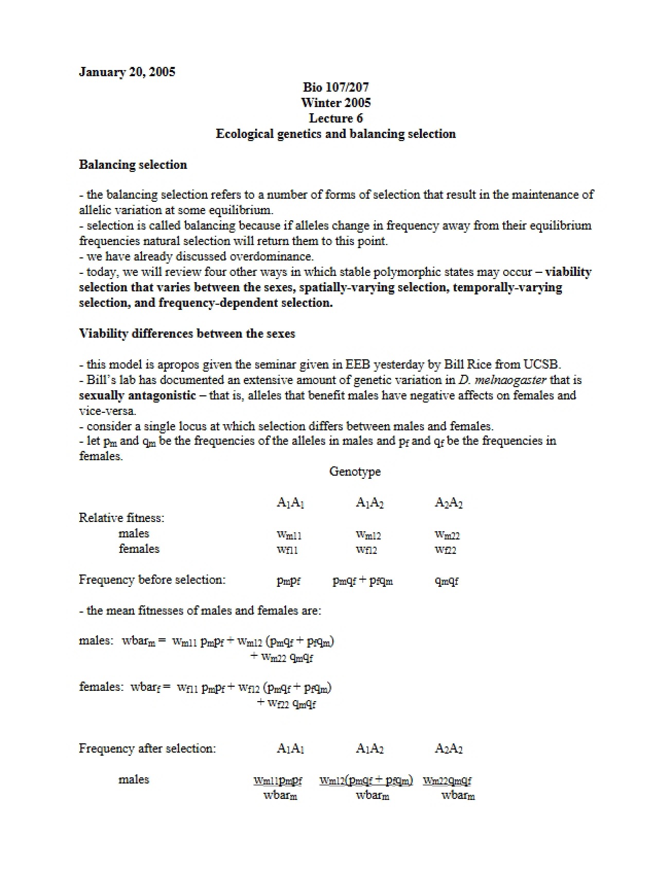 Balancing Selection and Ecological Genetics