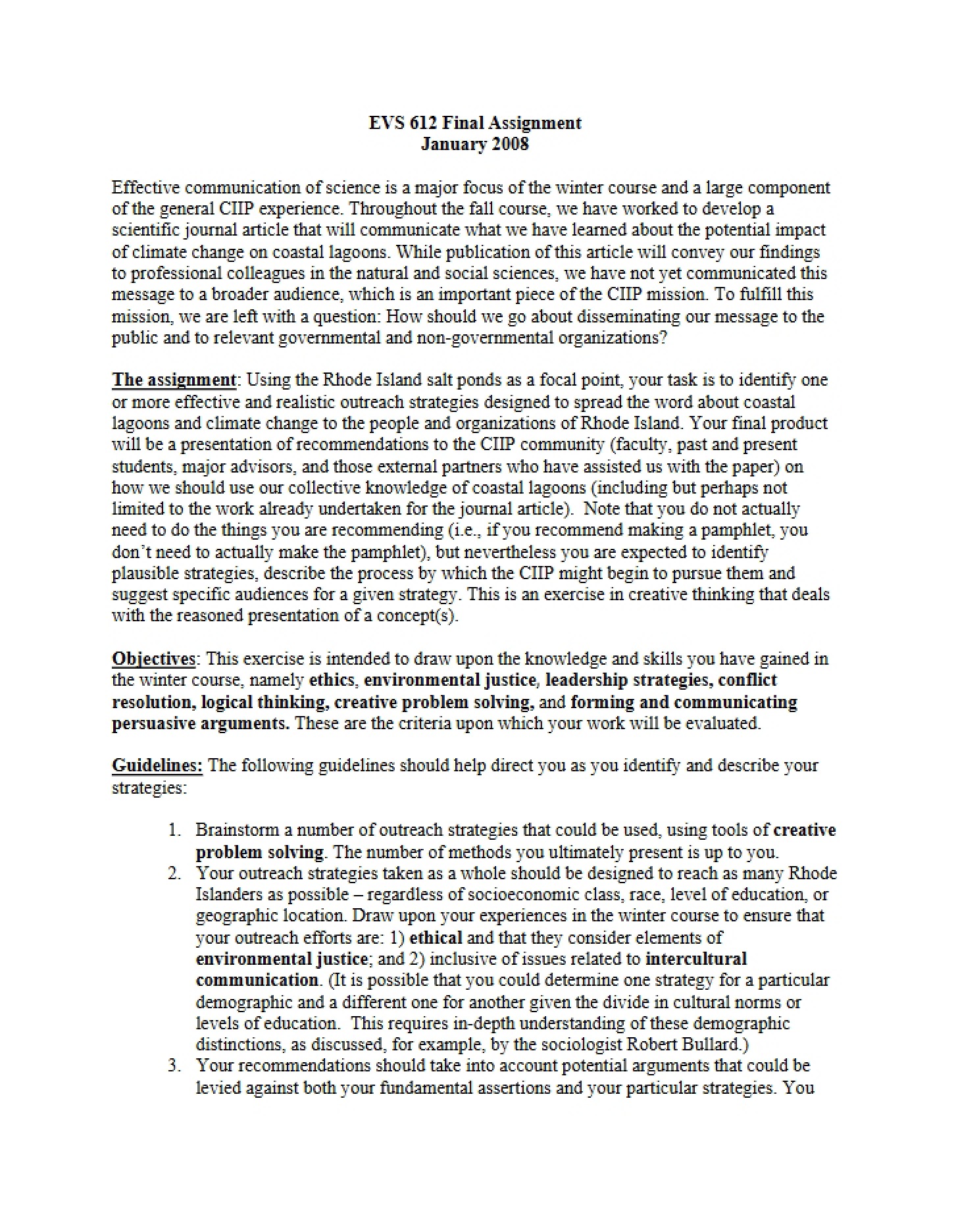 Assignment for EVS 612