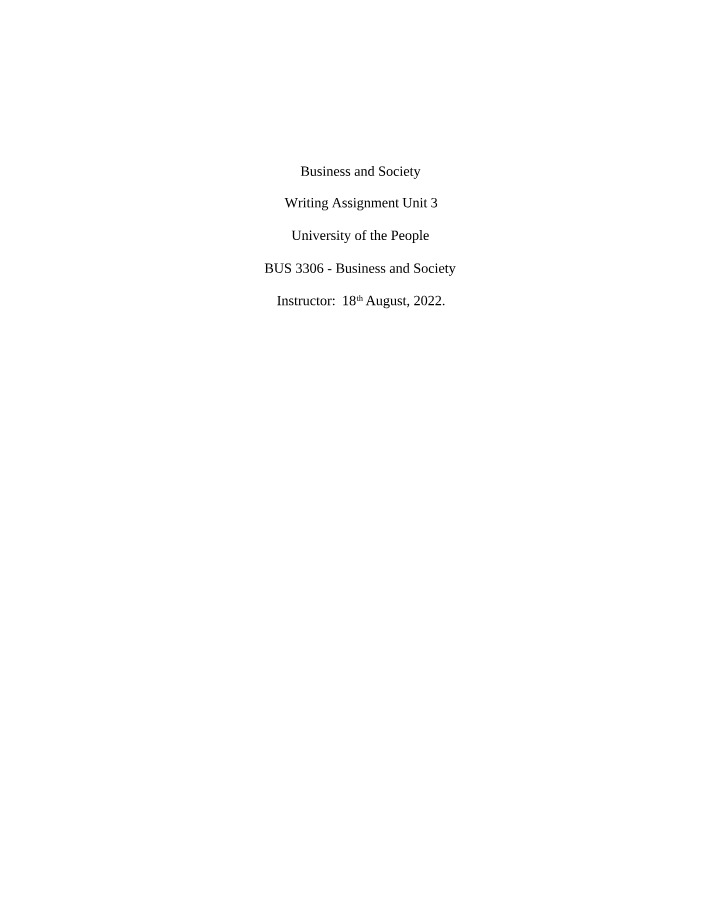 Unit 3 Writing Assignment