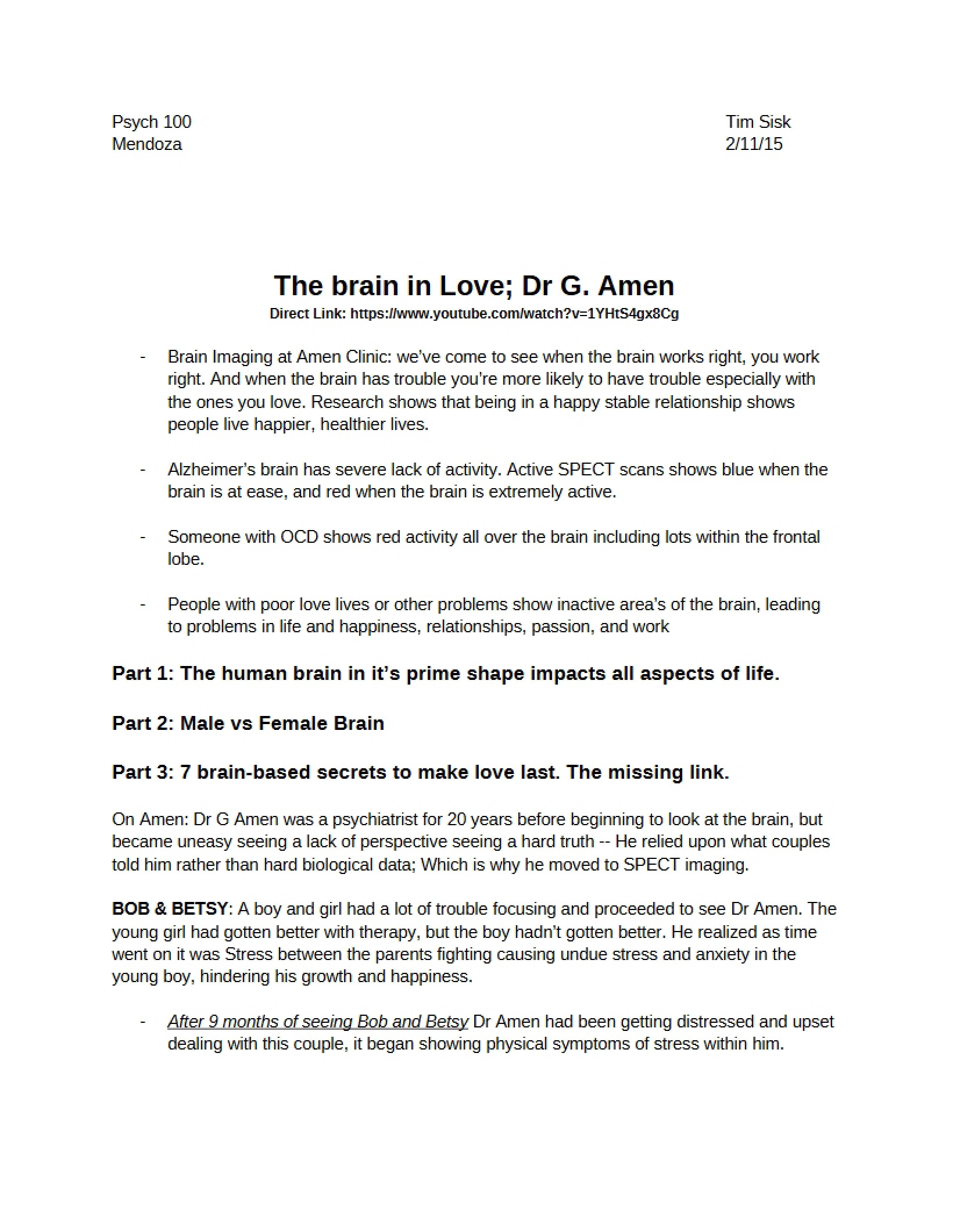 Love and the Brain