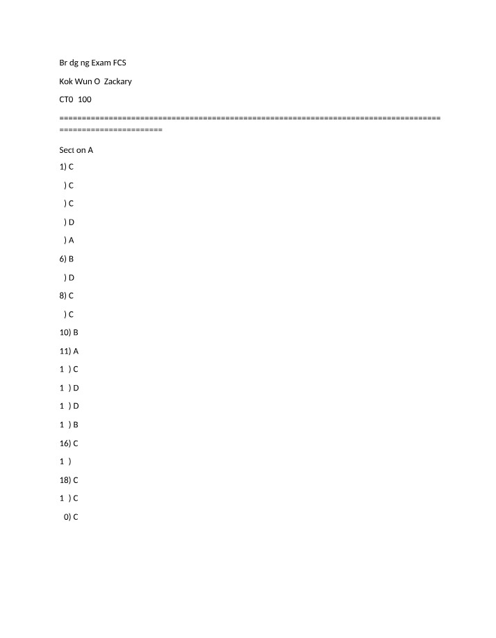 FCS CPU Components, Control Unit, and ALU - Bridging Exam