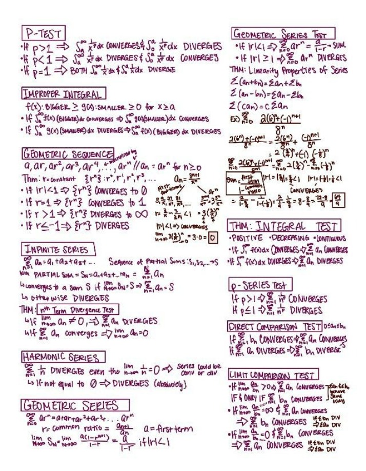 Crib Sheet for Final Exam