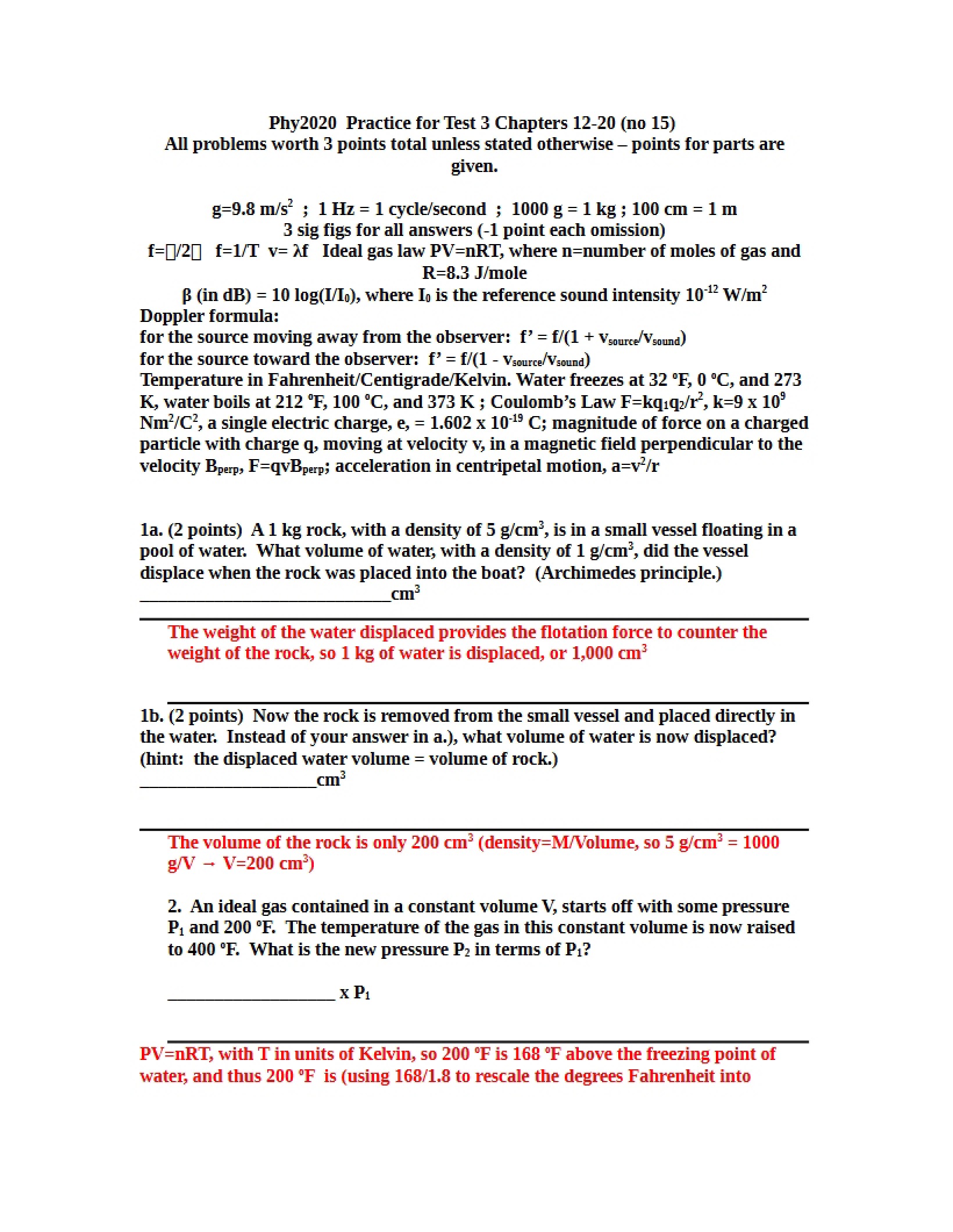 Practice Exam for Third Test