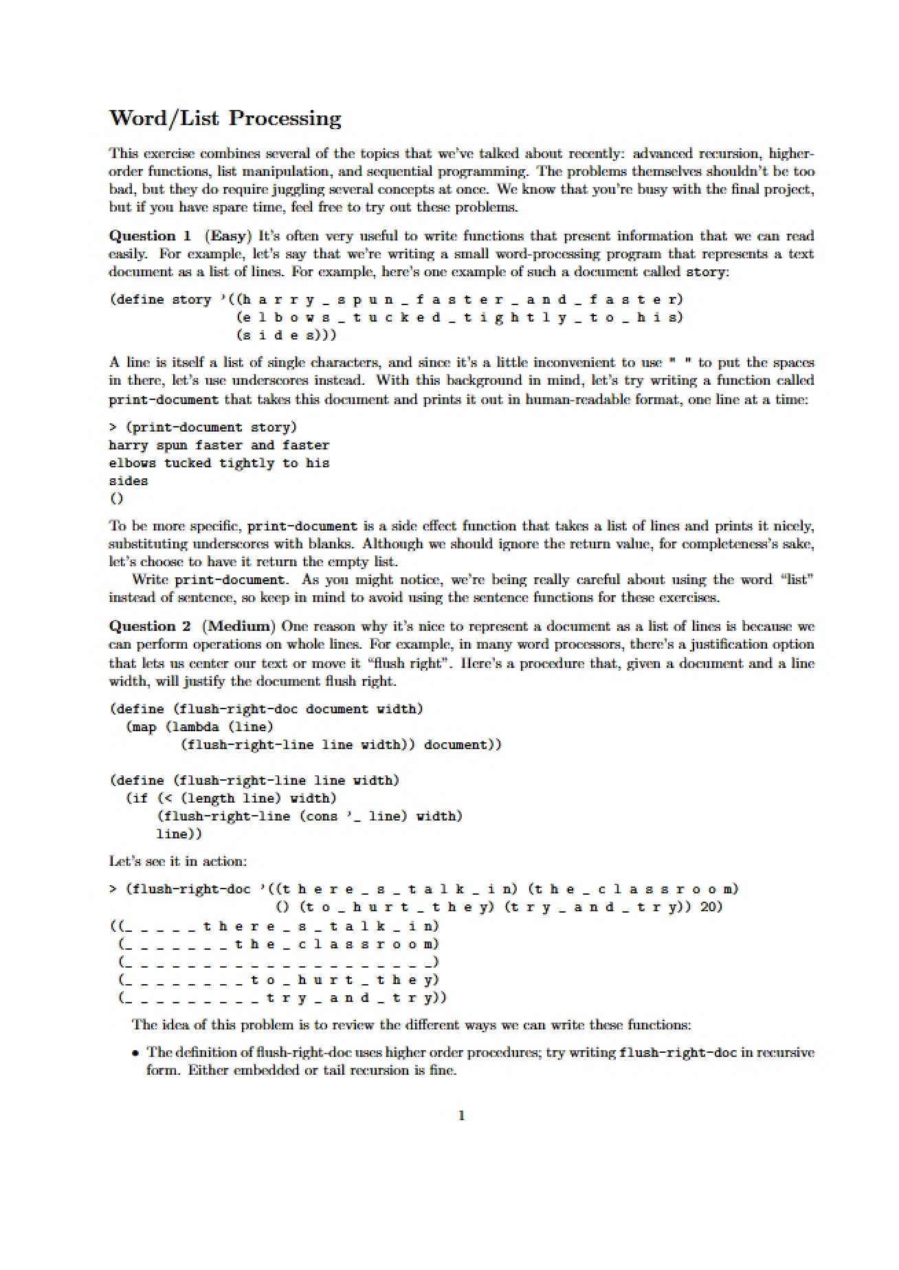 Processing Word Lists