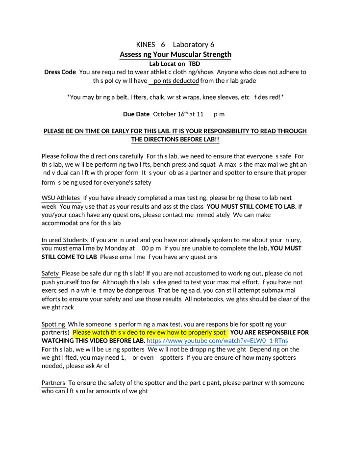 Laboratory 6 Guide - Assessing Muscular Strength