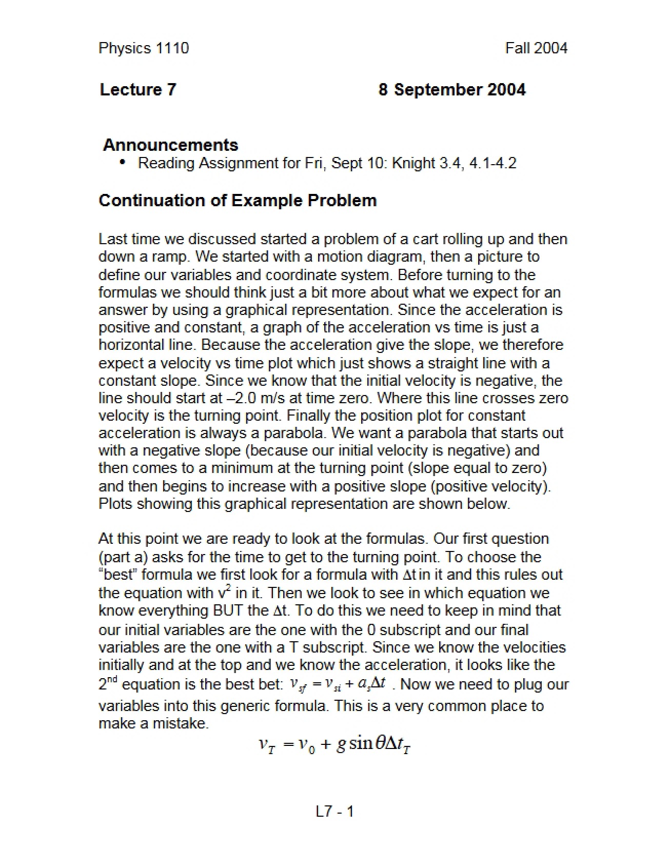 Continuation of Example Problem
