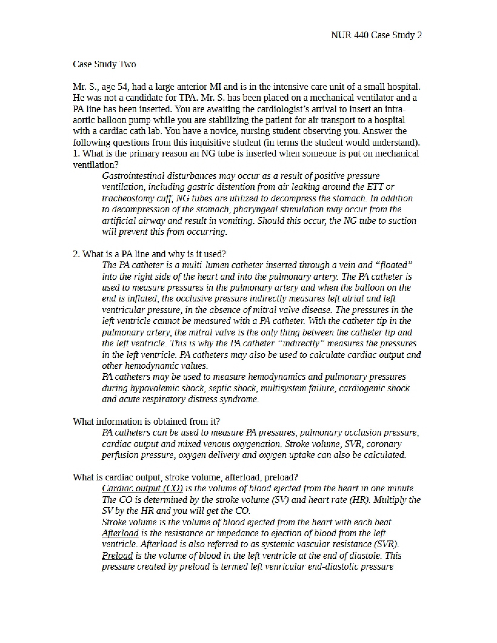Case Study Two Critical Care
