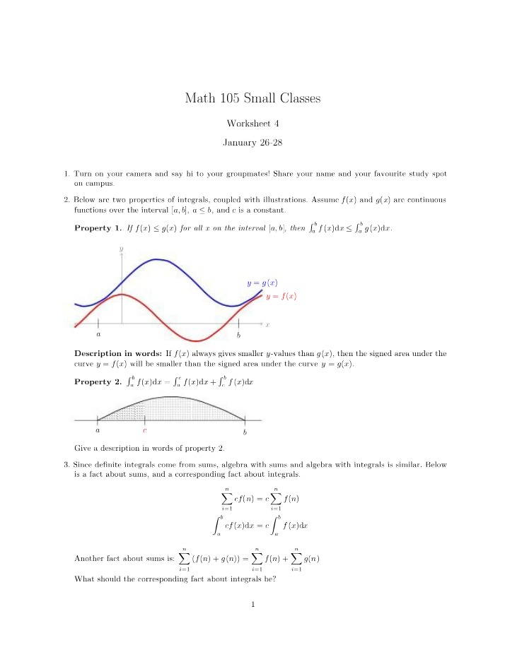 Worksheet 4 for MATH105