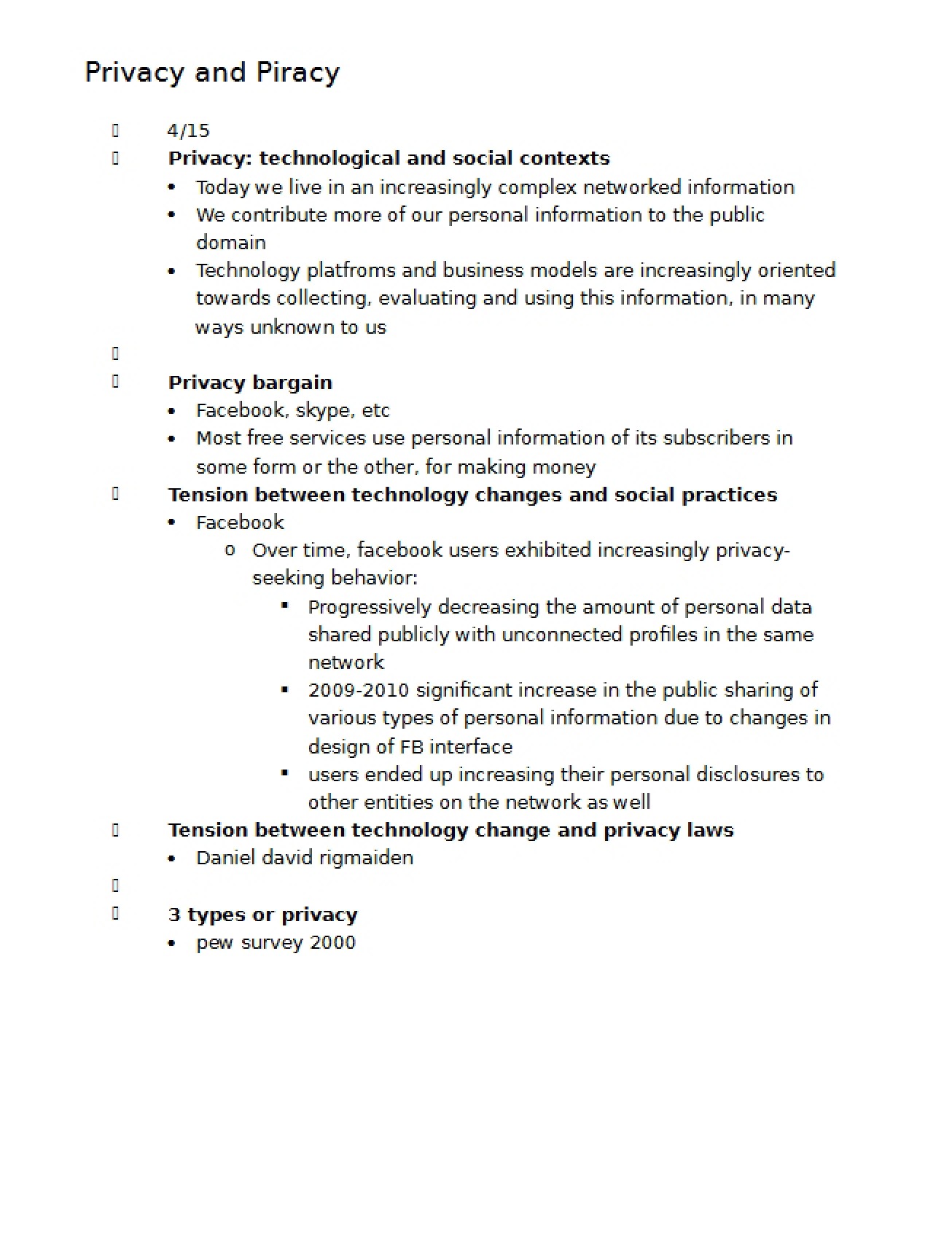 Third Examination Materials