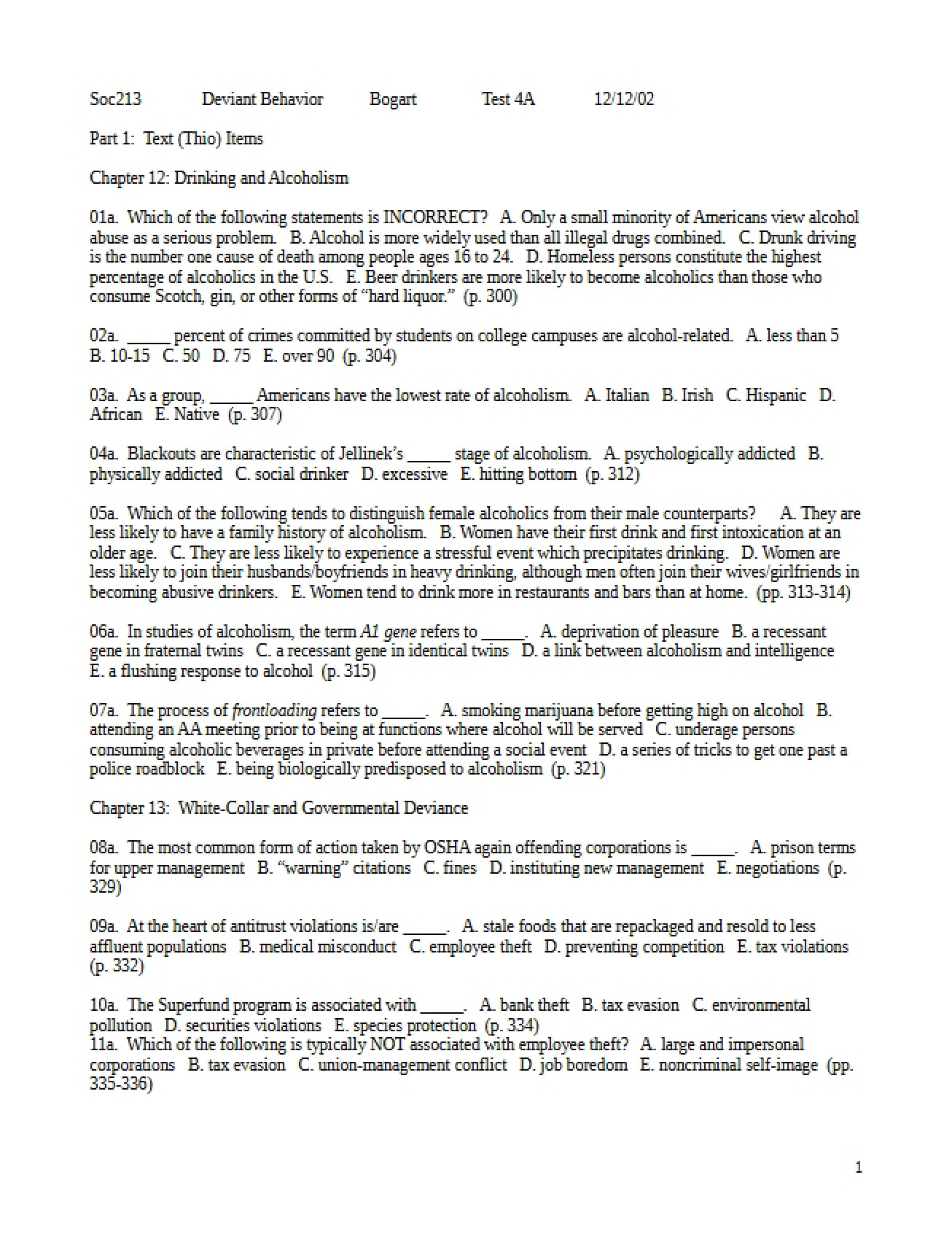 Fourth Examination Form A