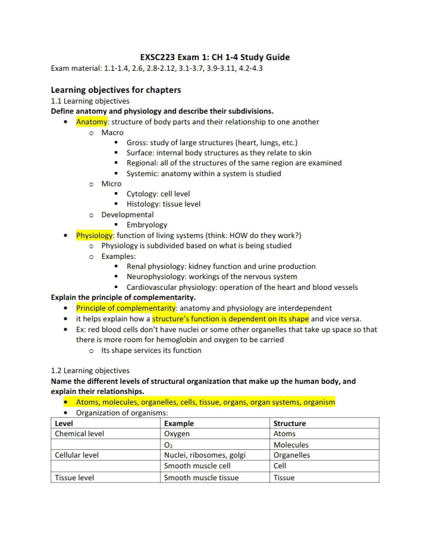 Study Guide for Exam One