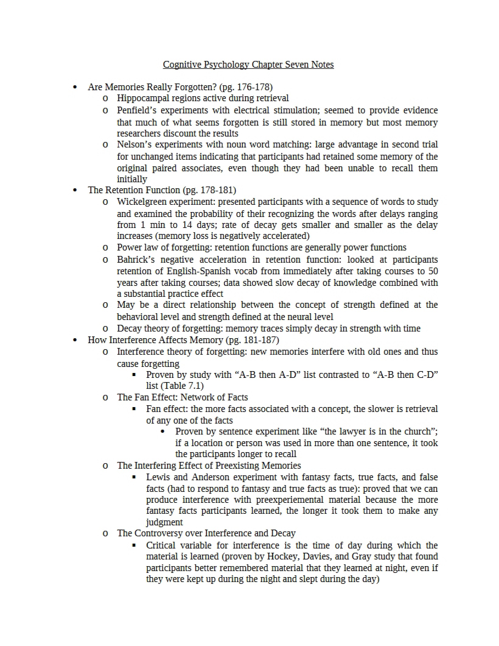Notes on Cognition Chapter 7