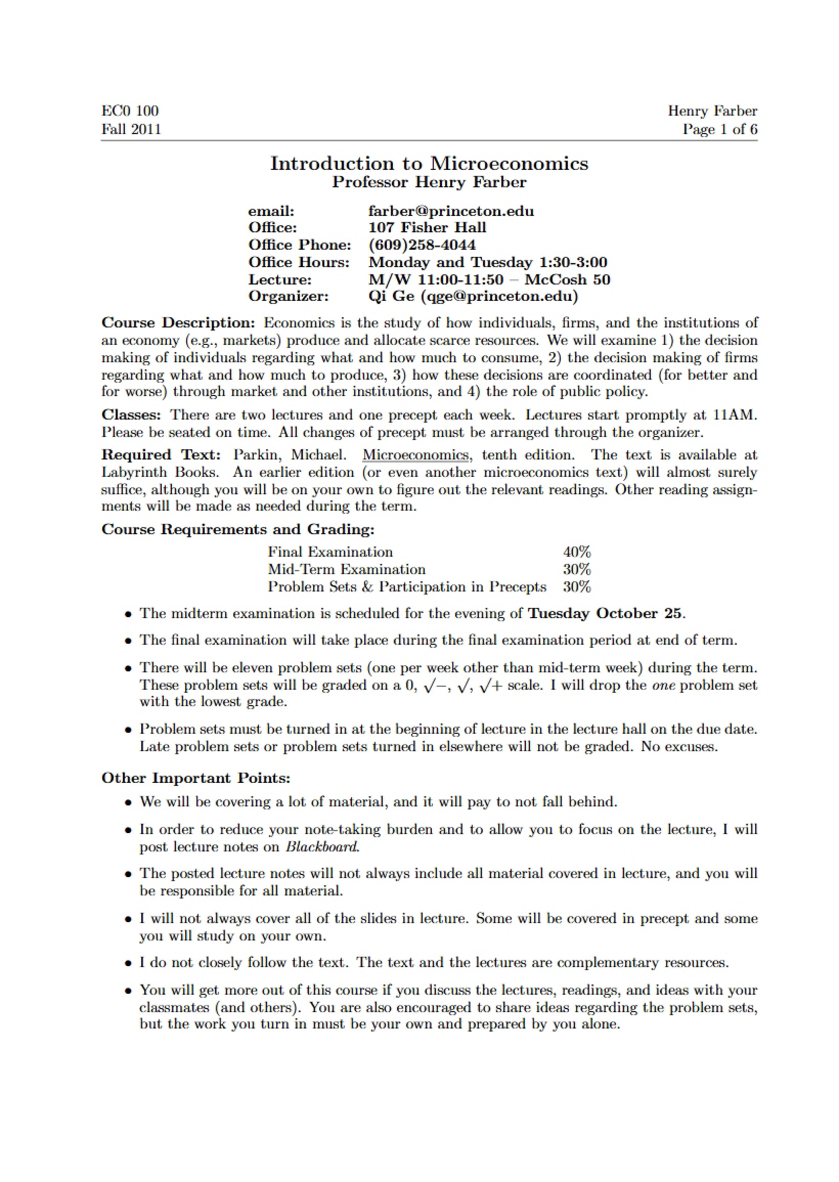 Macroeconomics Syllabus