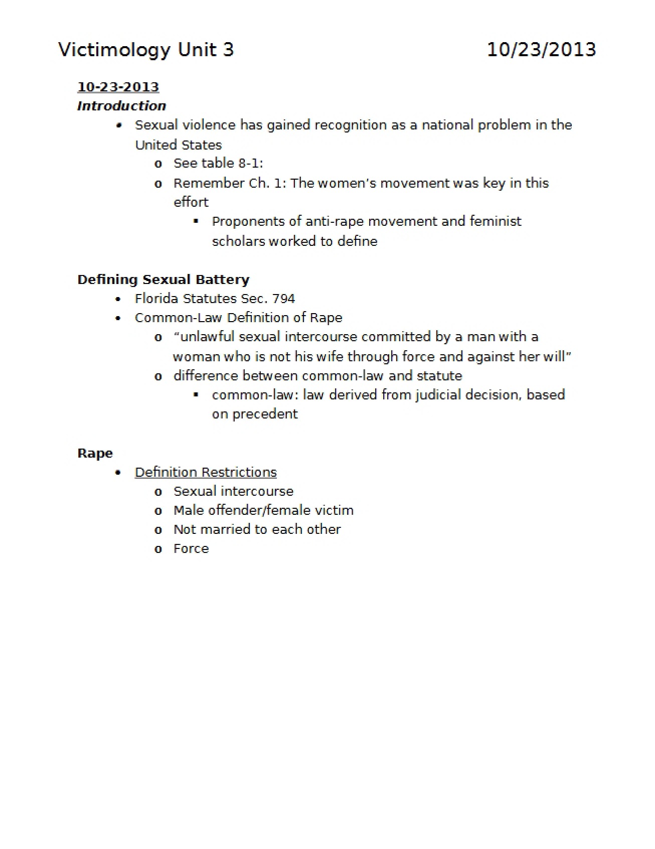 Third Unit on Victimology