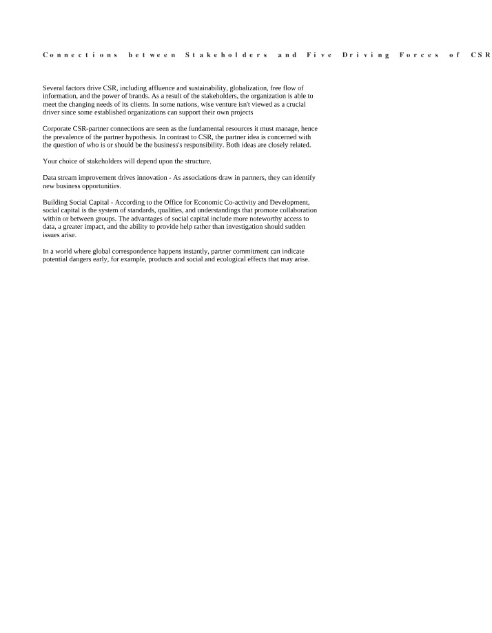 CSR Driving Forces and Stakeholder Power