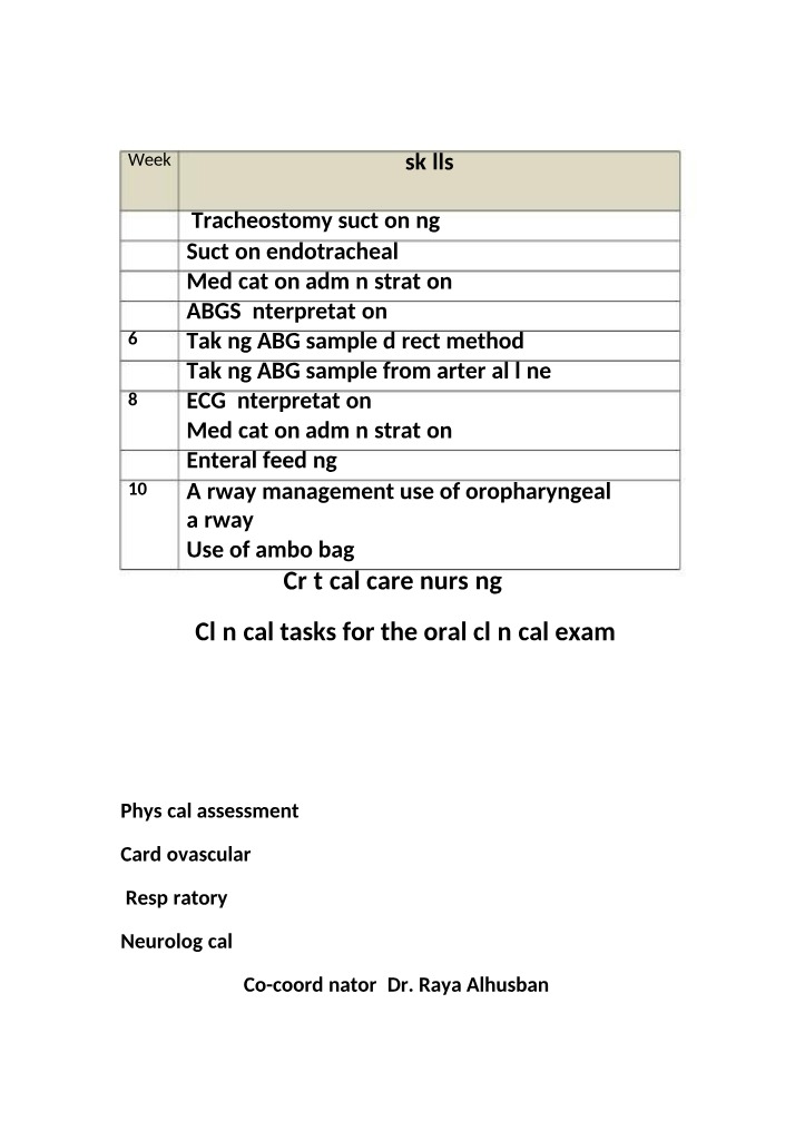 Nursing Skills for Critical Care
