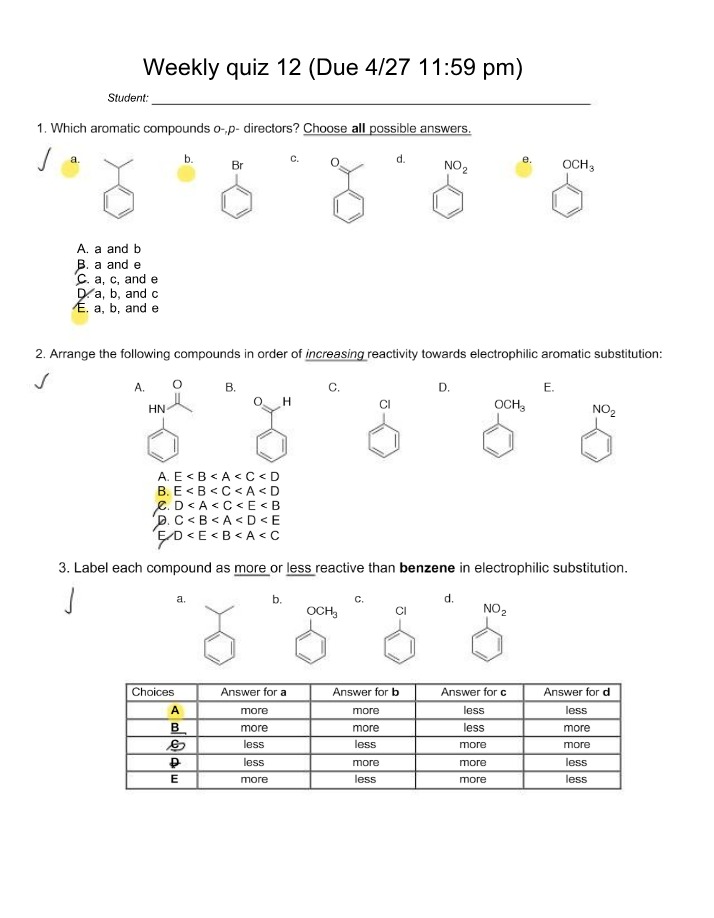 CHEM233 Weekly Quiz 12
