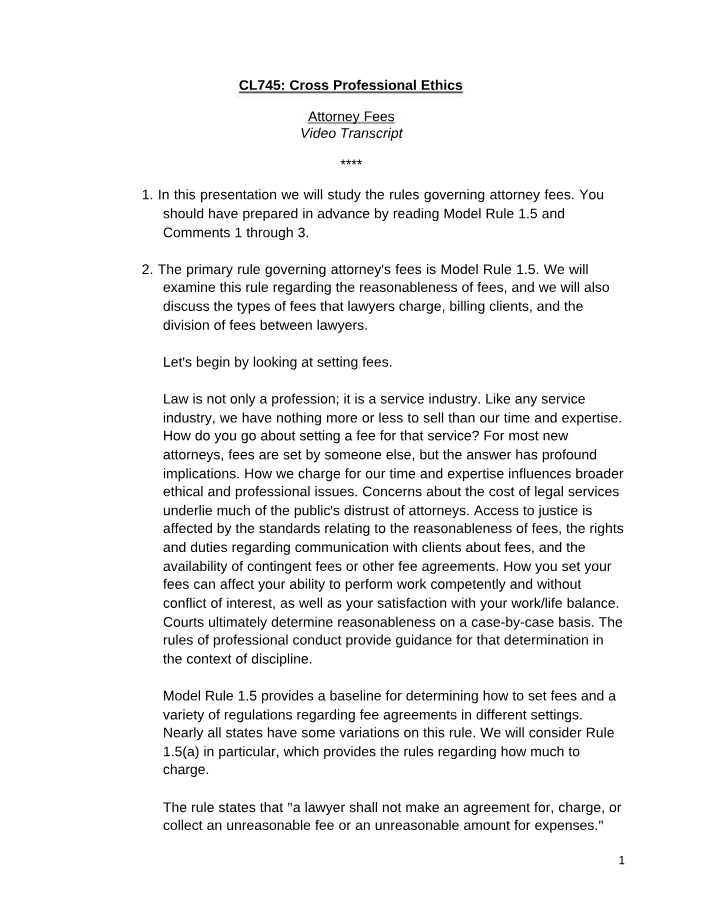 Attorney Fees - CL745 Module 5