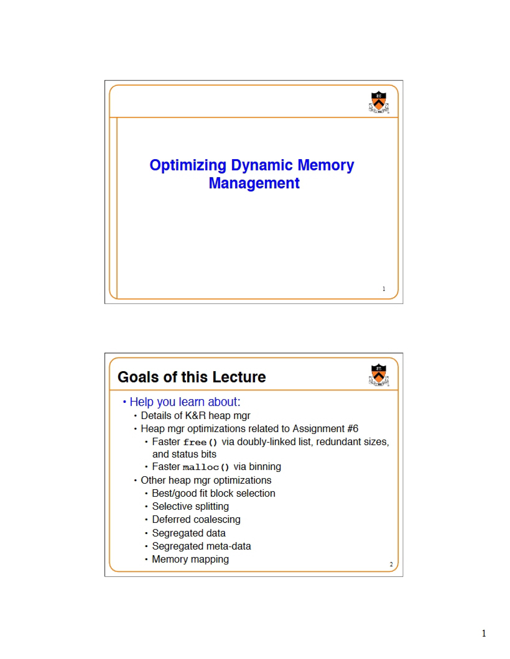Dynamic Memory Management Optimization