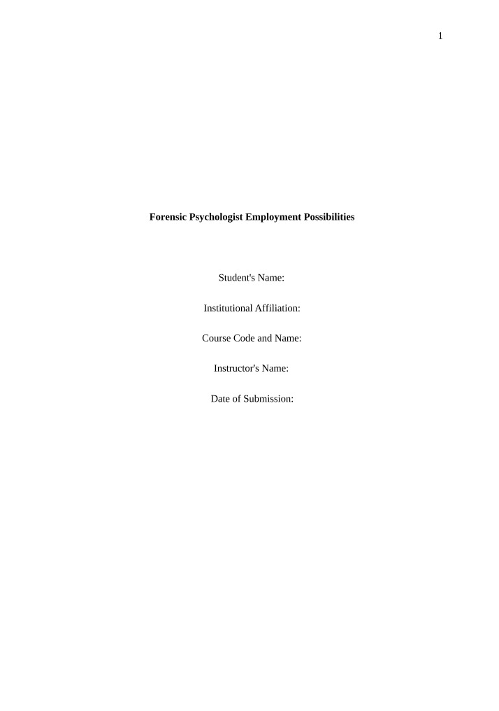 Employment Opportunities in Forensic Psychology