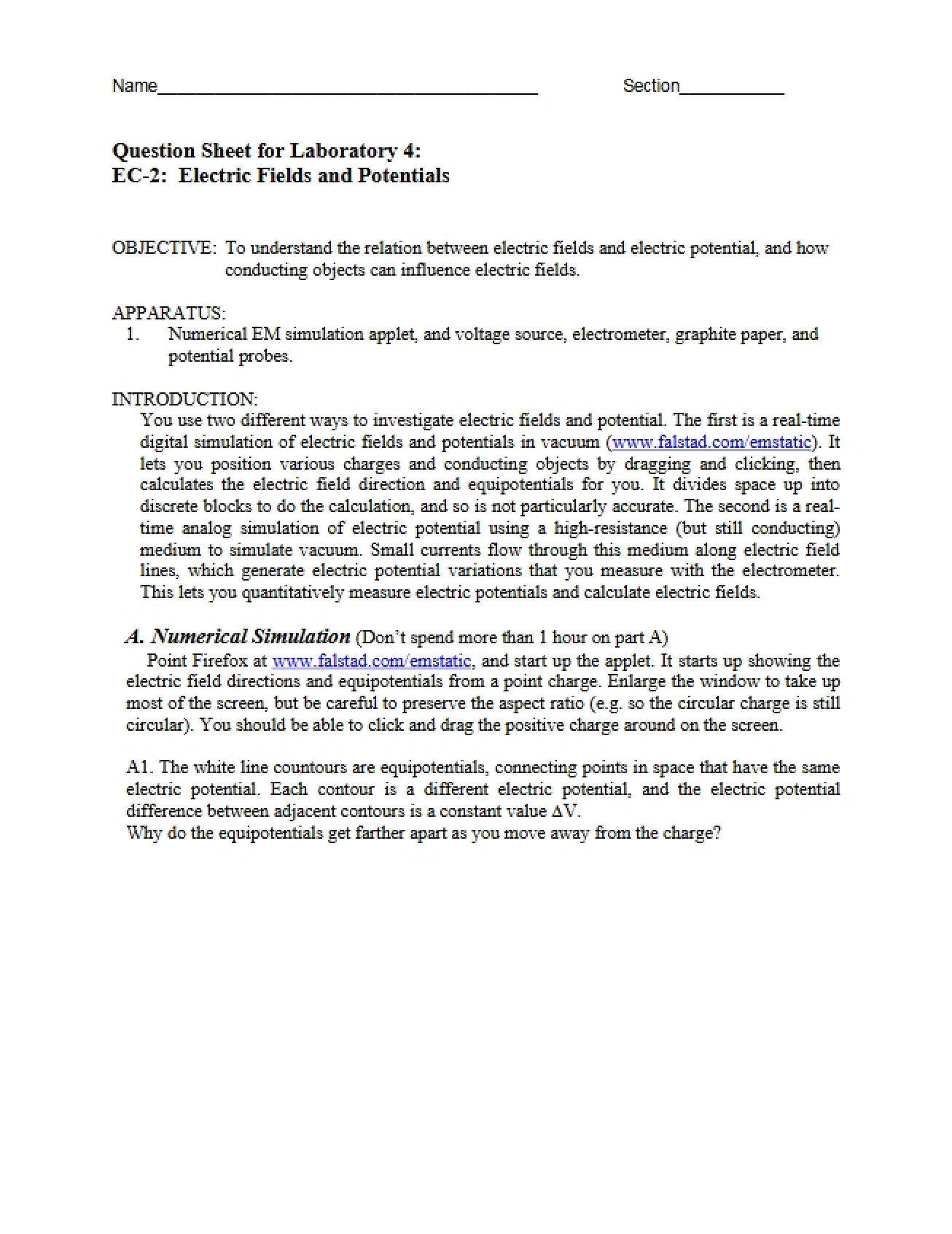 Electric Potentials and Fields (EC-2)