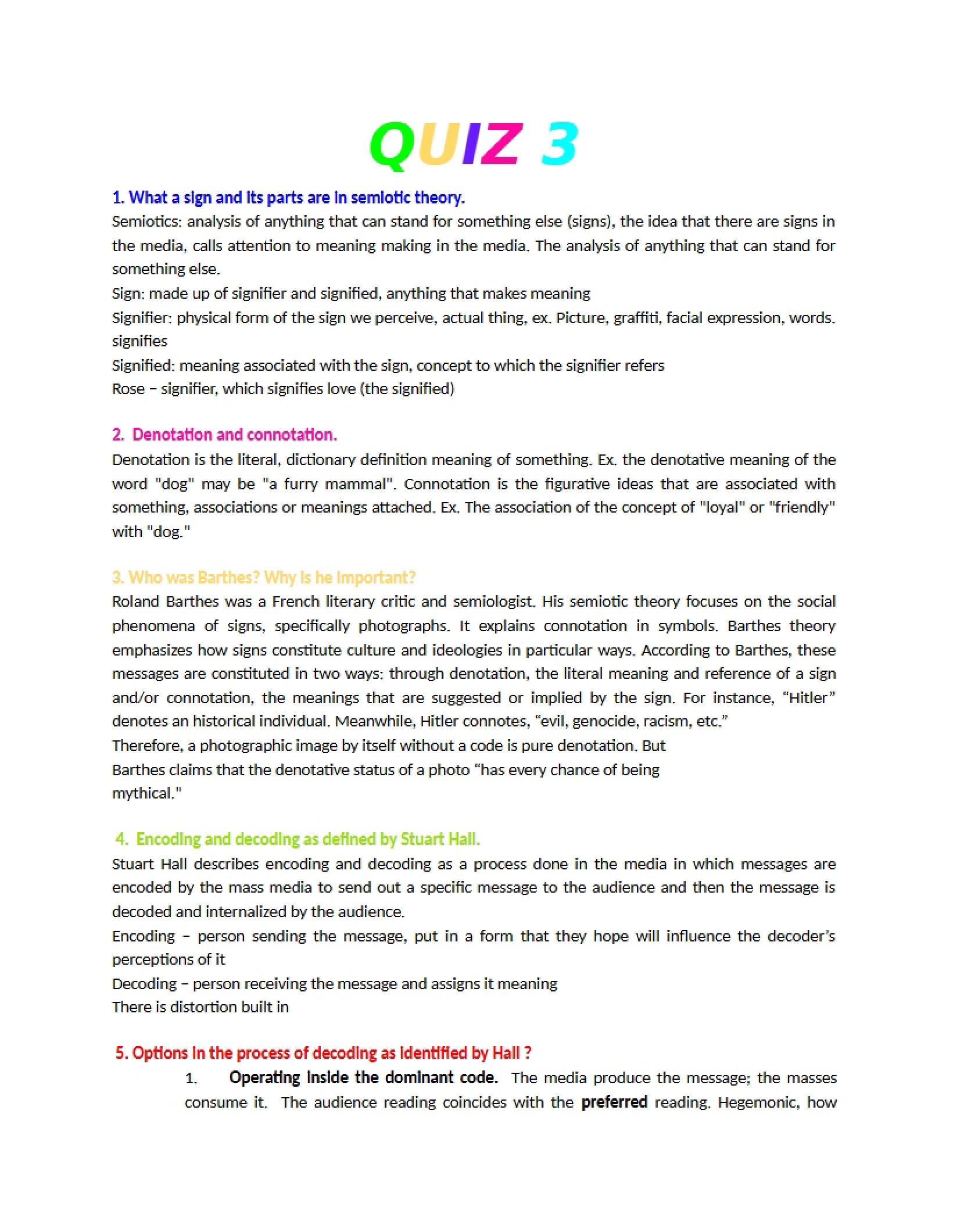 Third Quiz