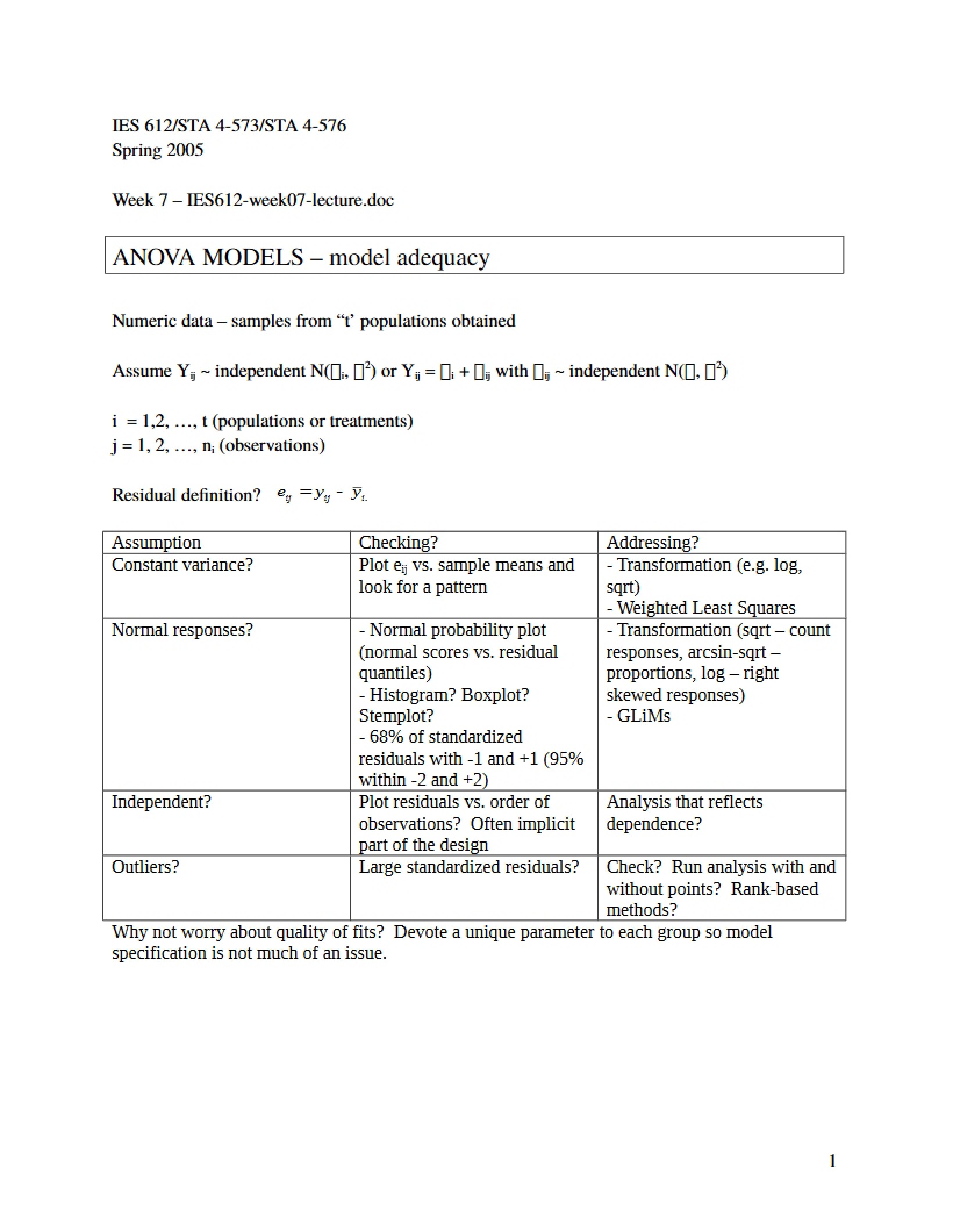 IES 612 LECTURE NOTES