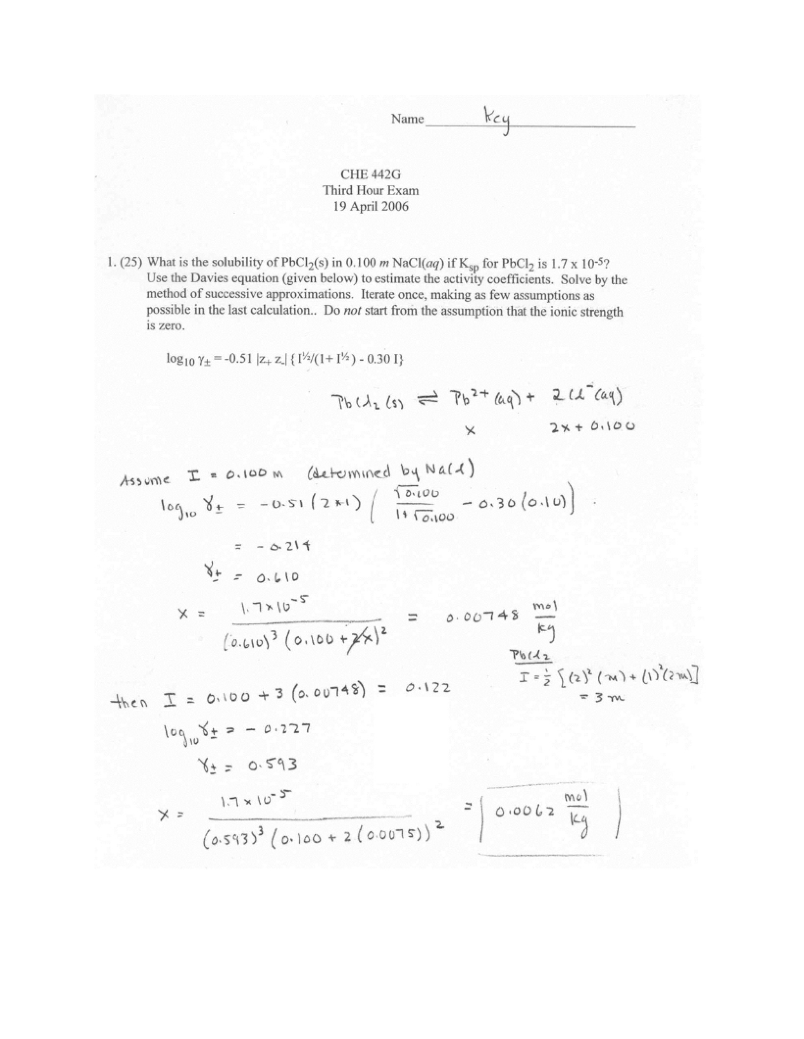 Third Hour Examination