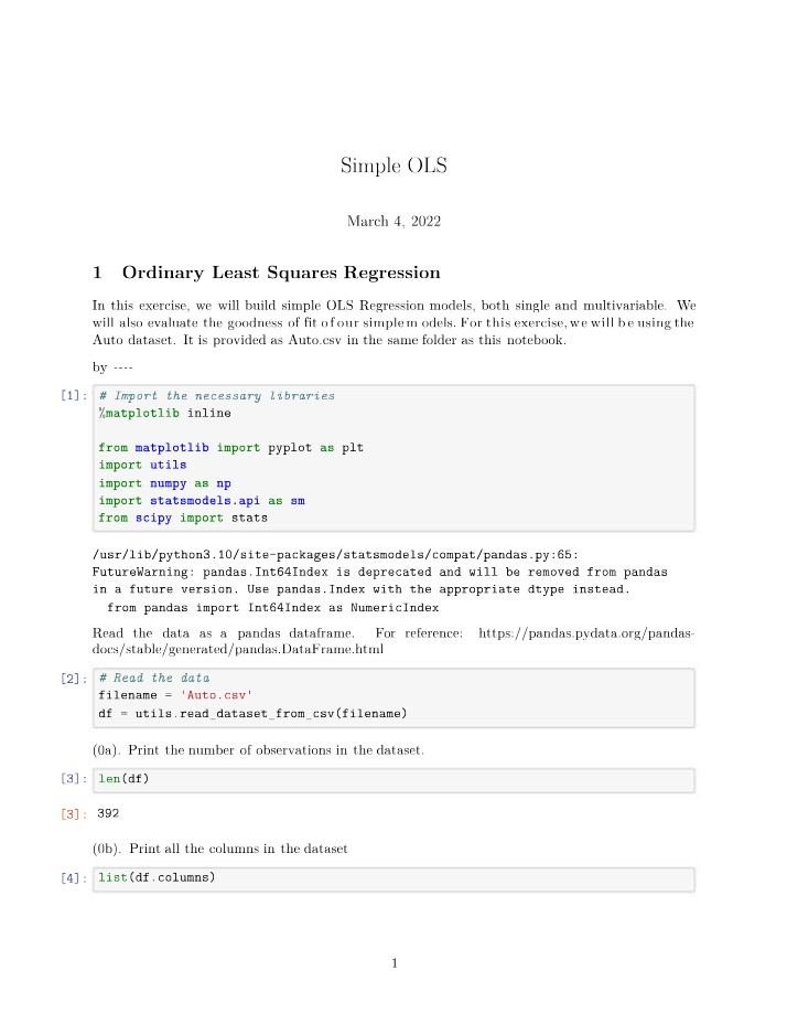 Simple OLS Solution