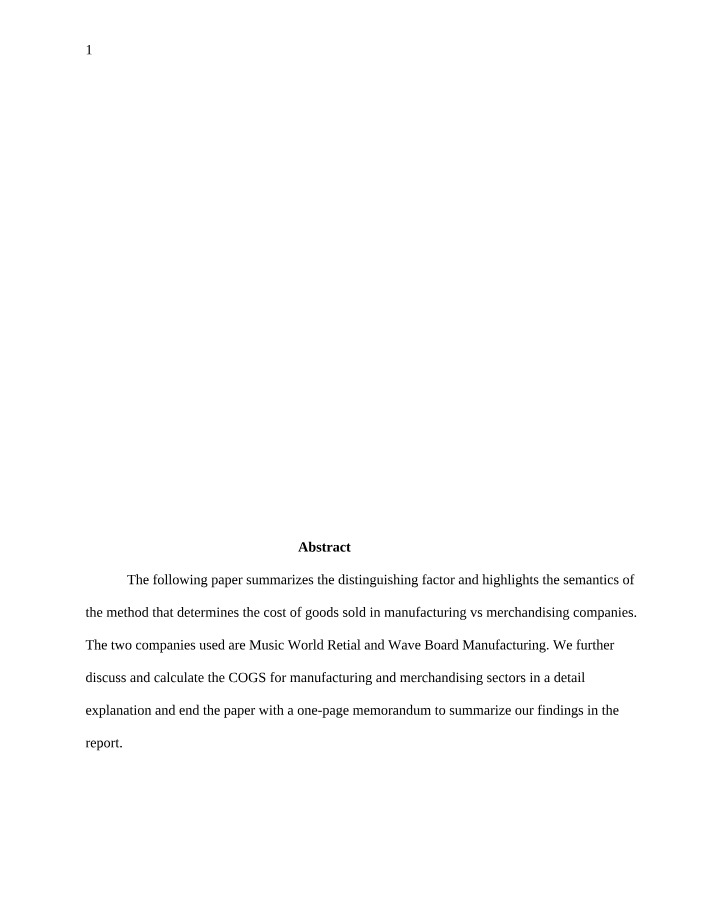 Determining Cost of Goods Sold - Manufacturing vs Retail