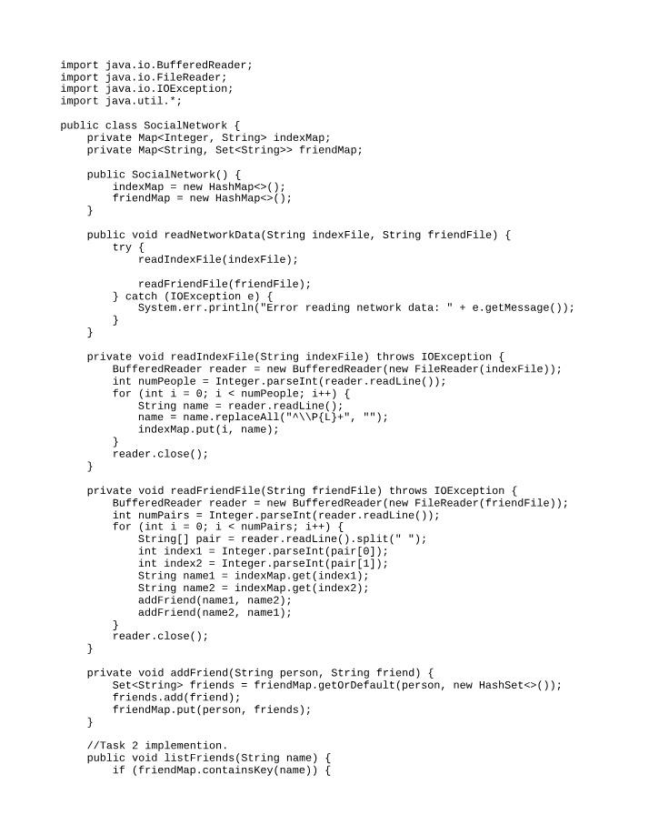Social Network Analysis and Friend Implementation
