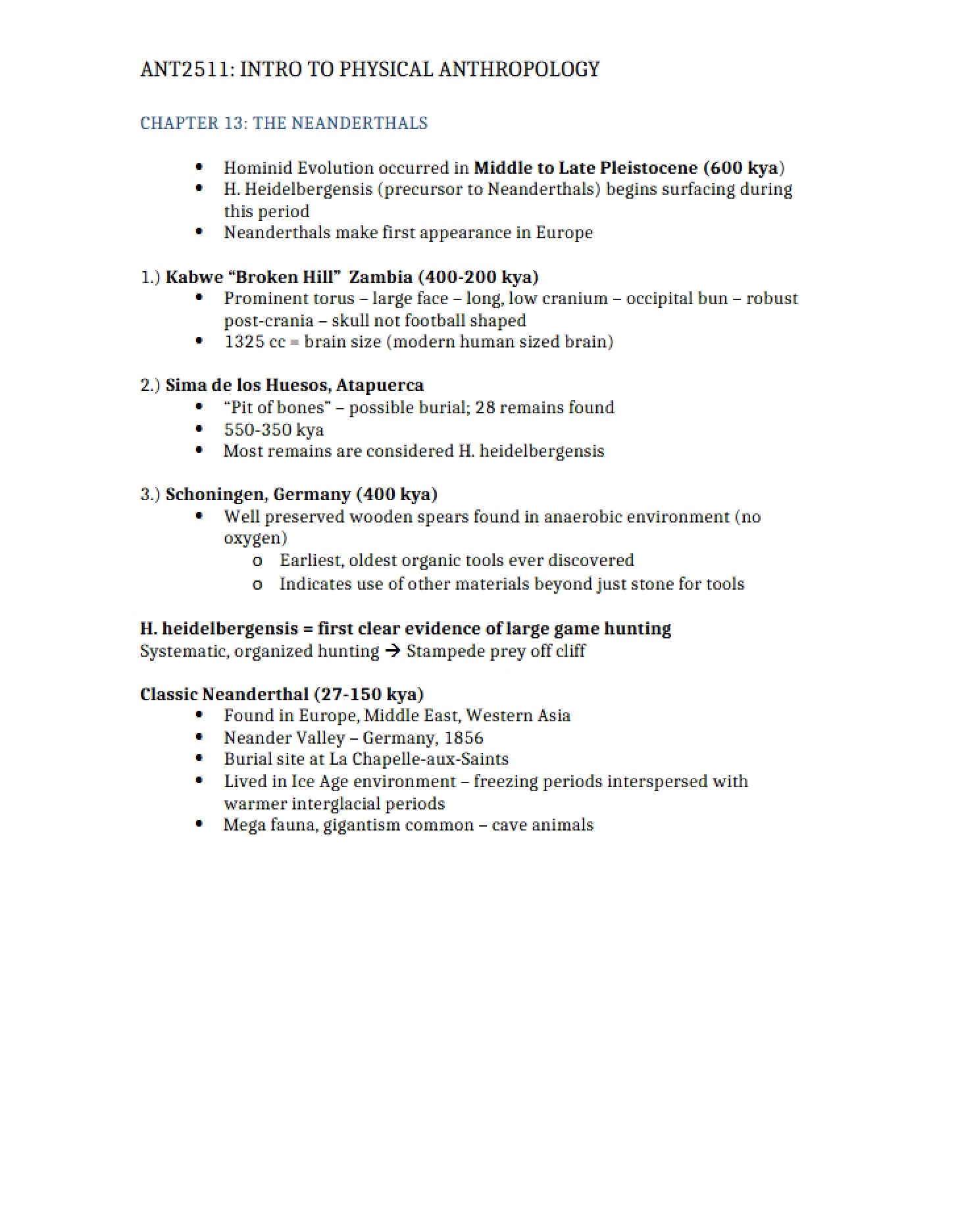 NEANDERTHAL POPULATIONS CHAPTER 13