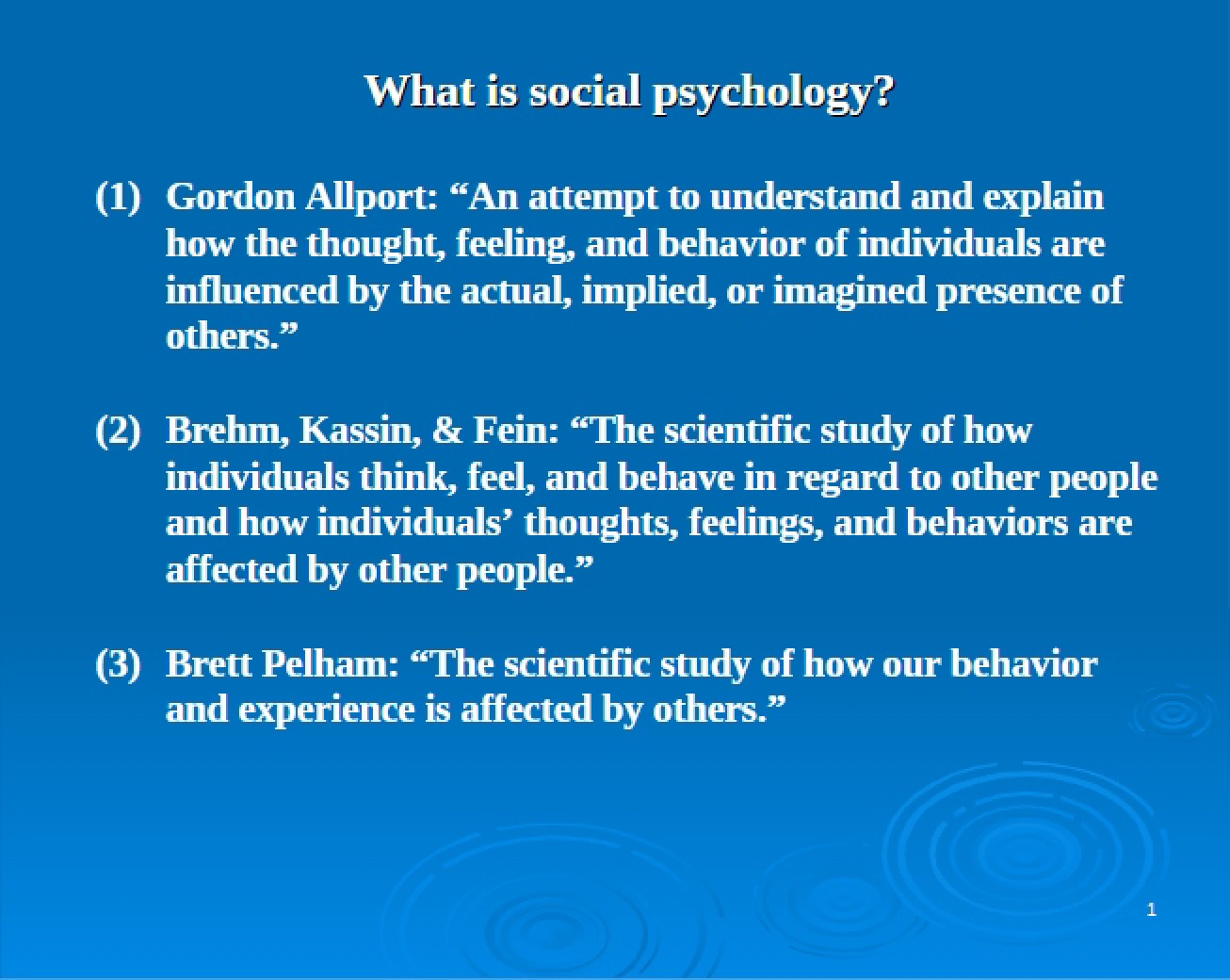 Introduction to Social Psychology