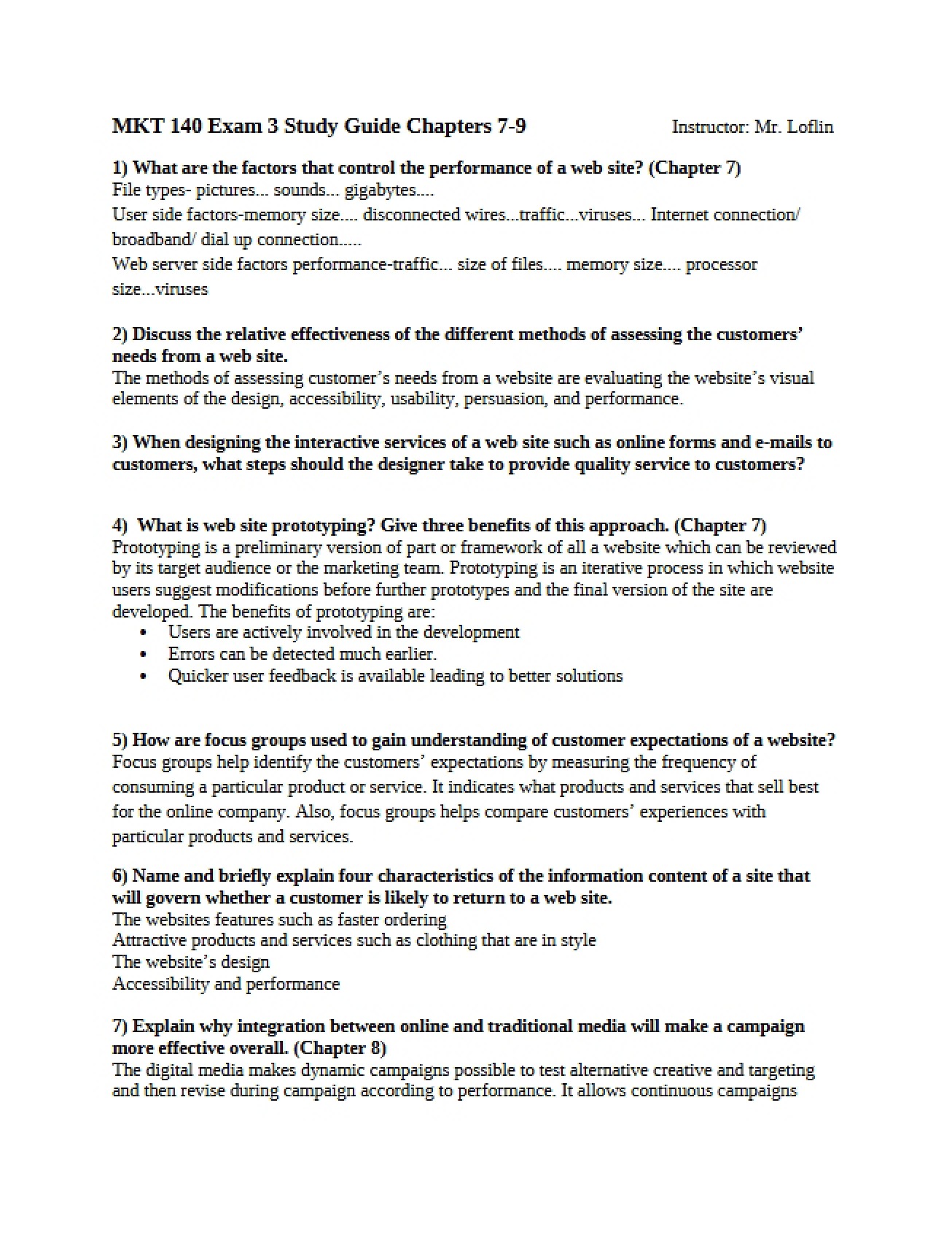Guide for Exam 3 Study