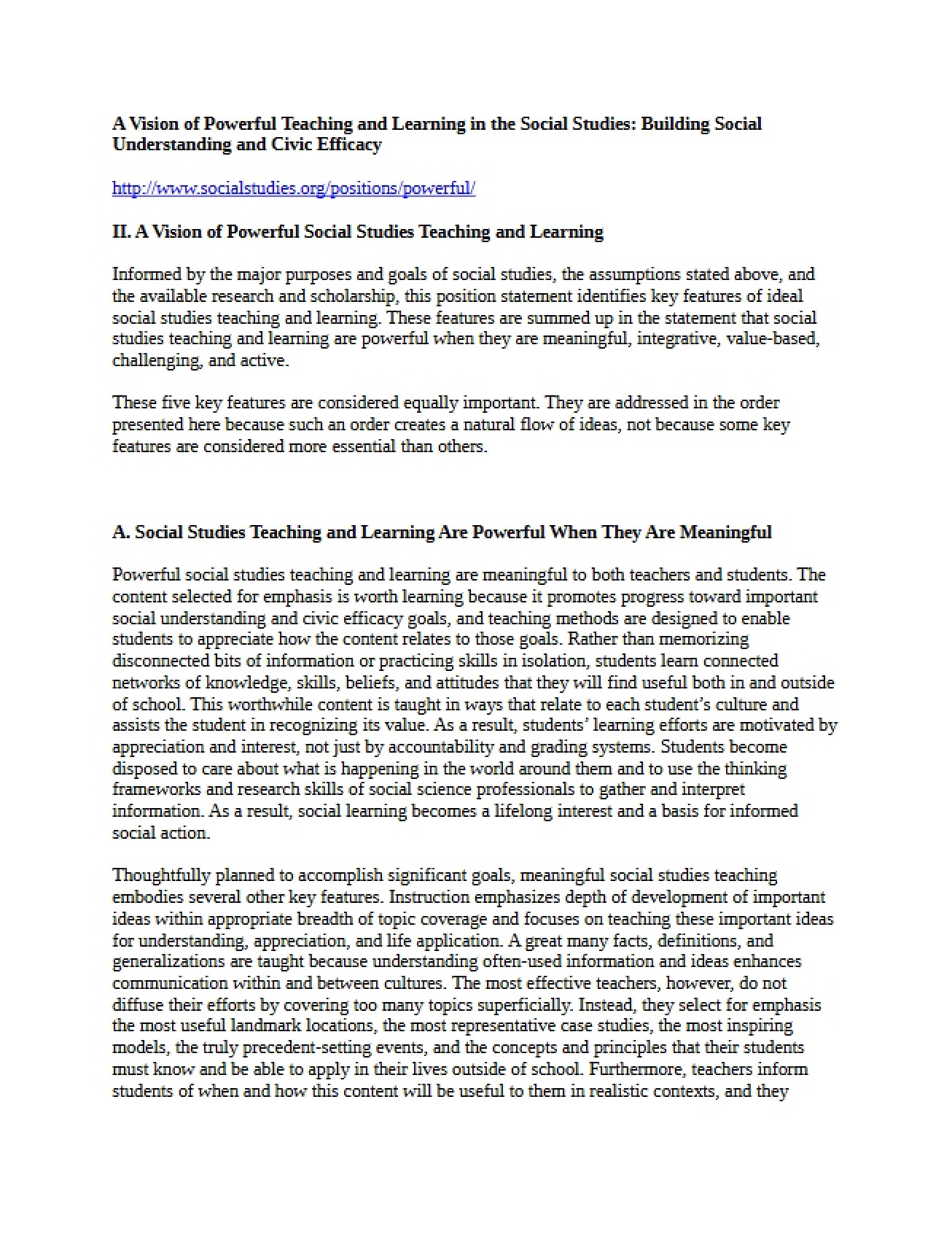 Powerful Social Studies Teaching