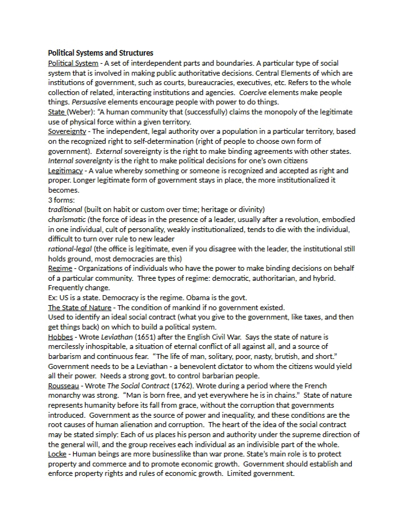 Structures and Systems in Politics