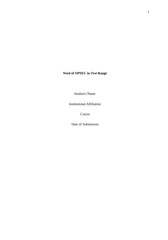 The Need for OPSEC in Test Ranges