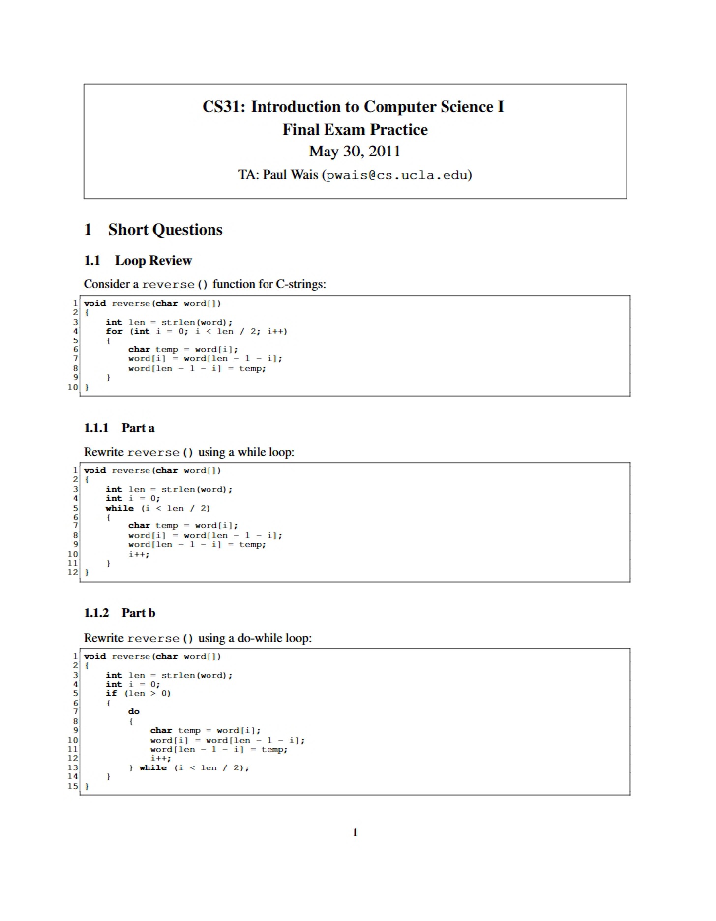 Answers for Final Practice