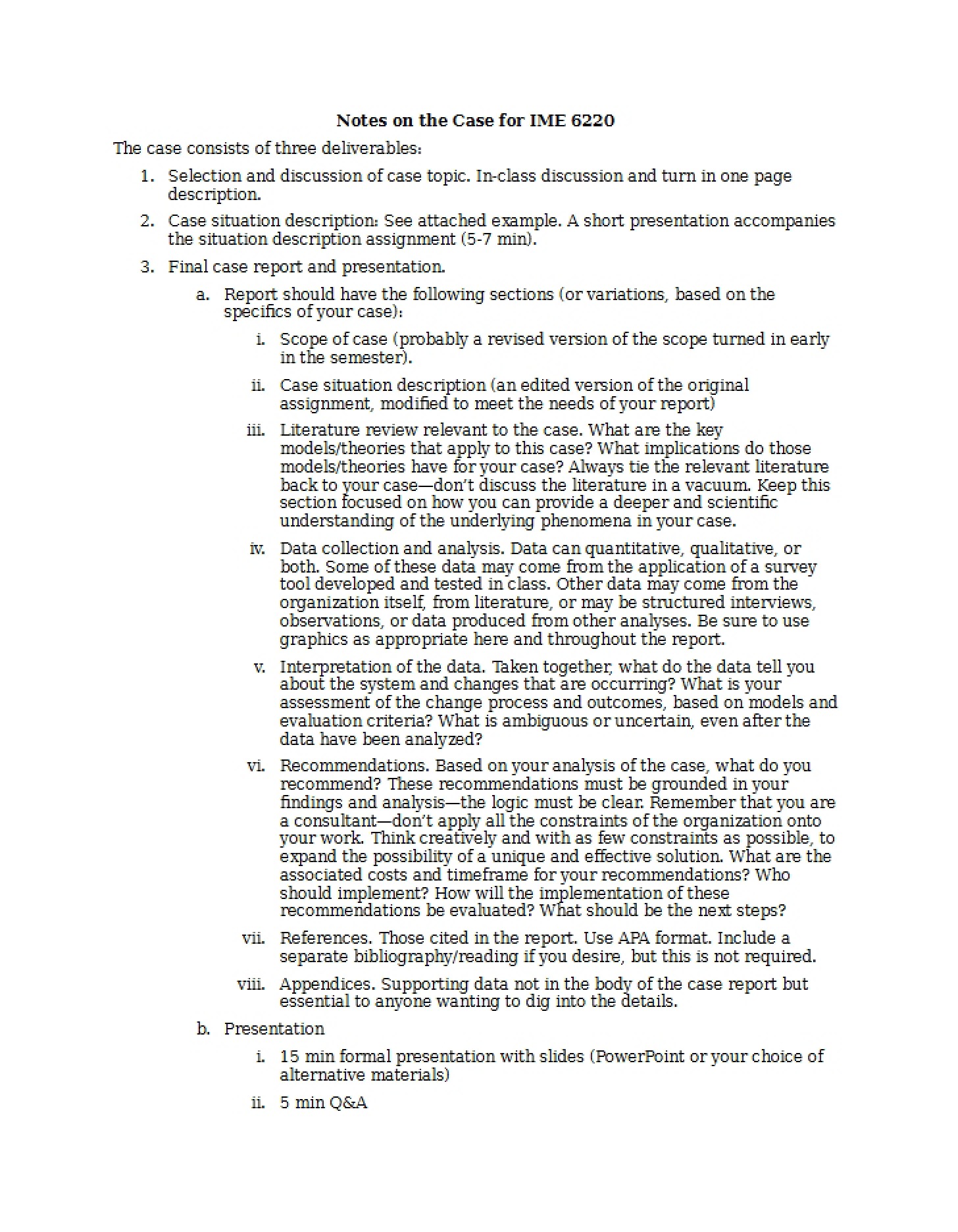 Notes on Cases
