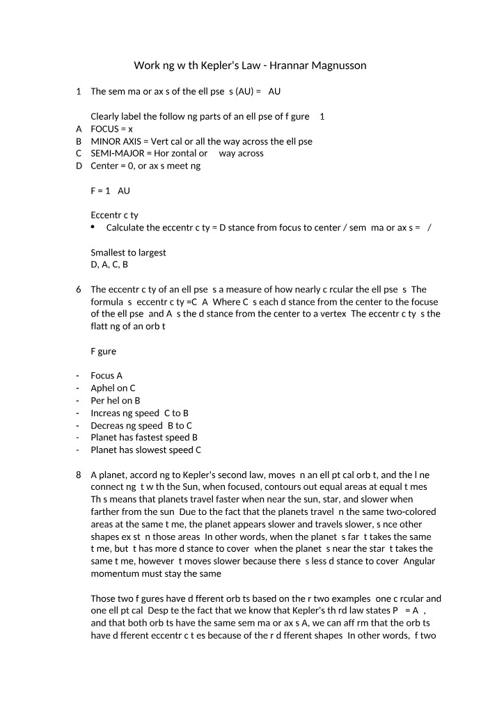 Working with Kepler's Laws