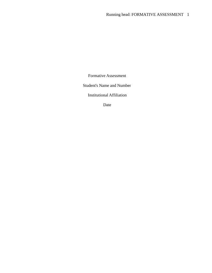 Formative Assessment Strategies for Improving Learning Outcomes