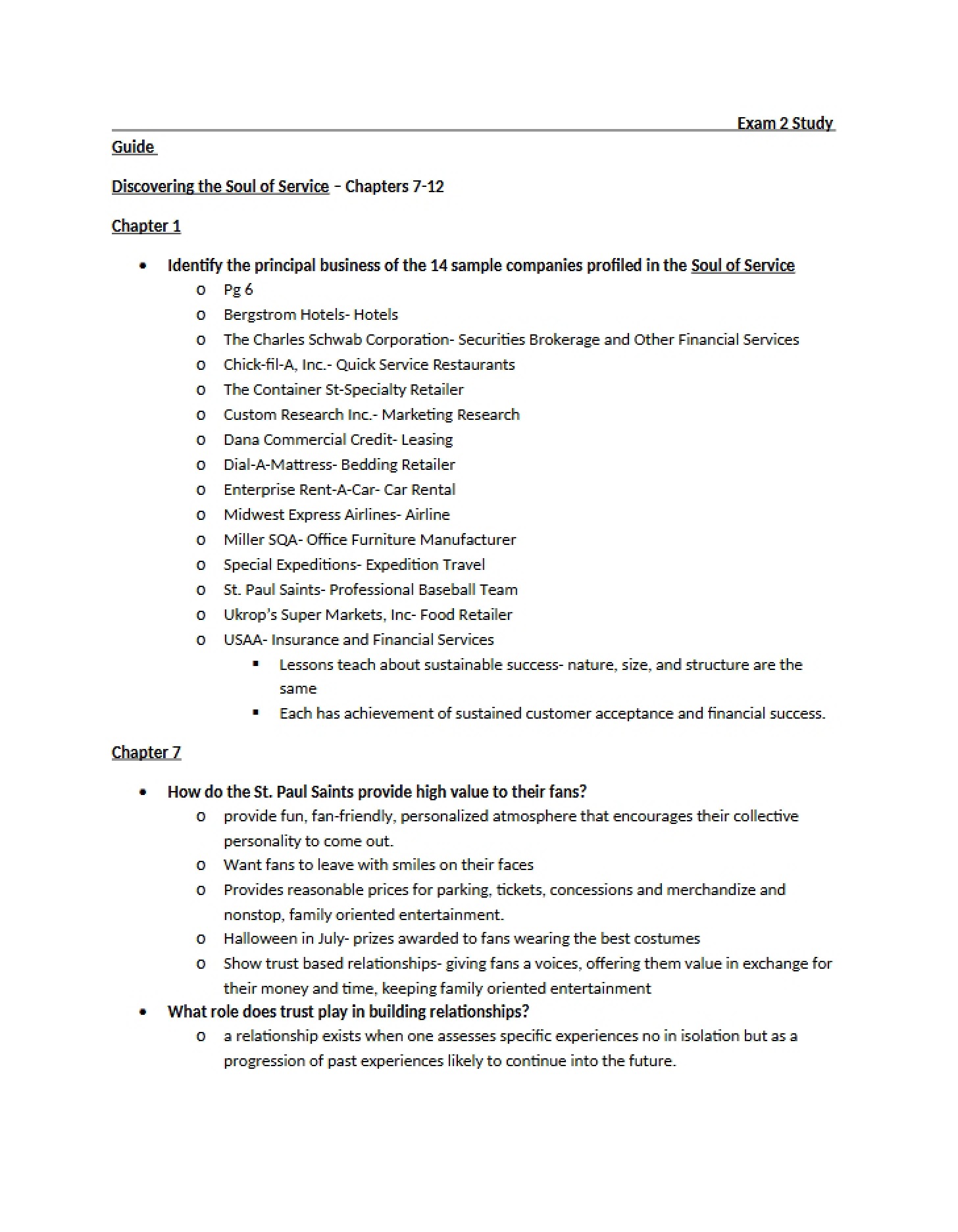 Preparatory Guide for the Second Test