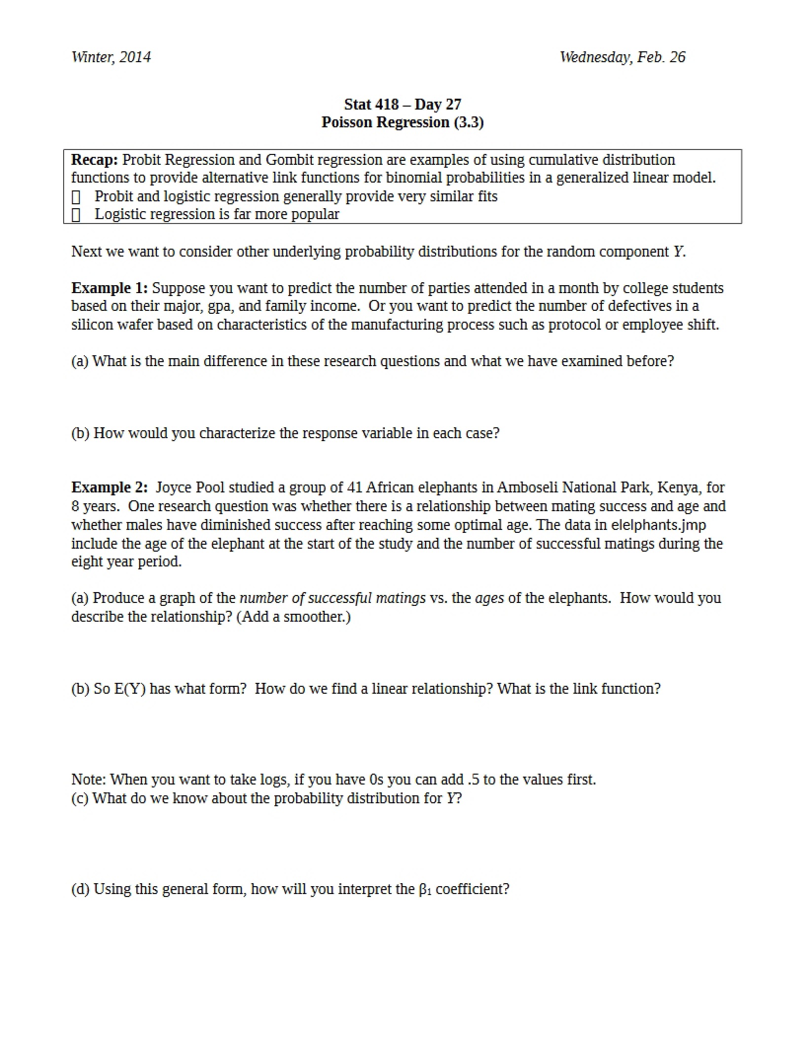 Section 3.3 - Regression via Poisson