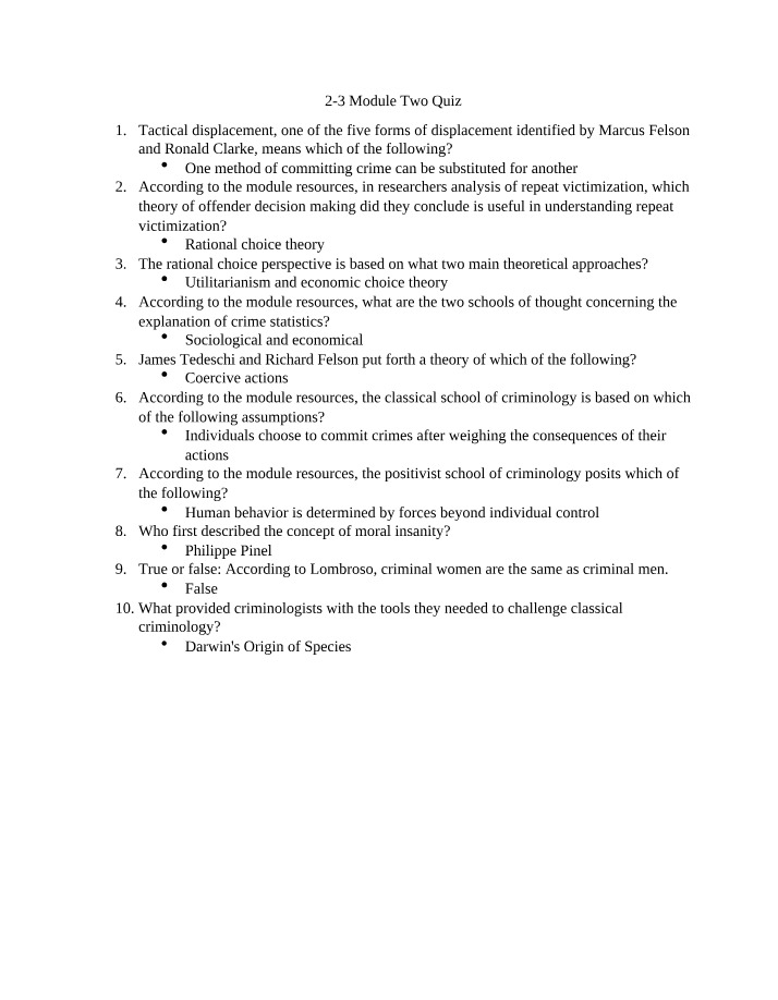 CJ340 Module Two Quiz