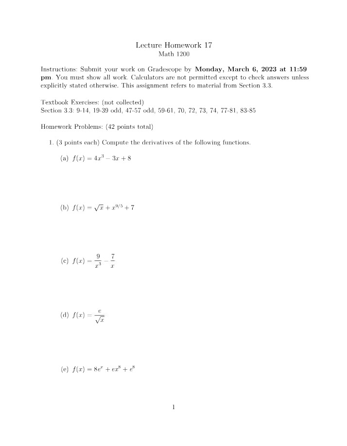 Lecture 17 Homework